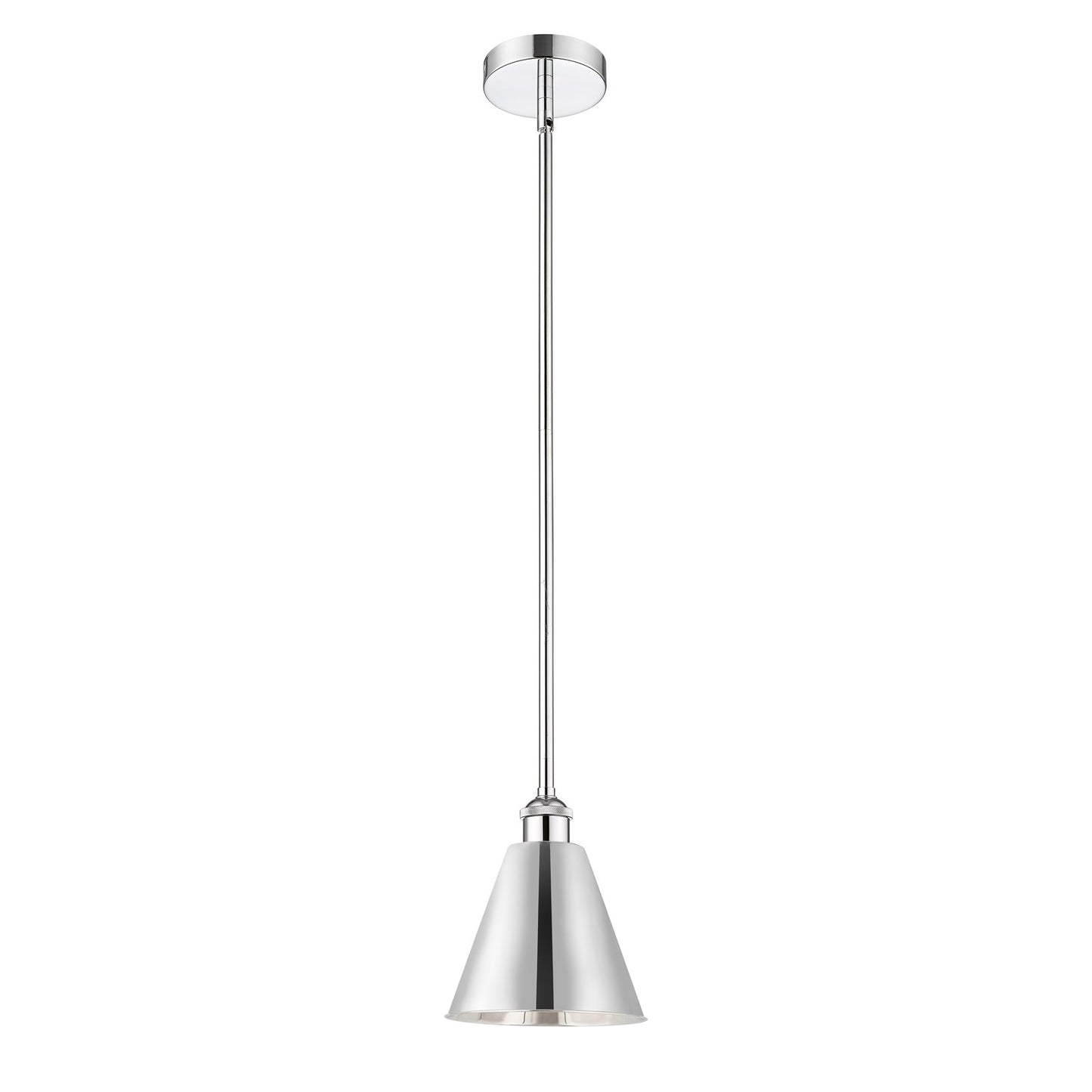 Innovations Berkshire 8in 1-Light Mini Pendant | Industrial Polished Chrome Steel and Cast Brass Metal Shade | Kitchen | Model 616-1S-PC-MBC-8-PC-LED