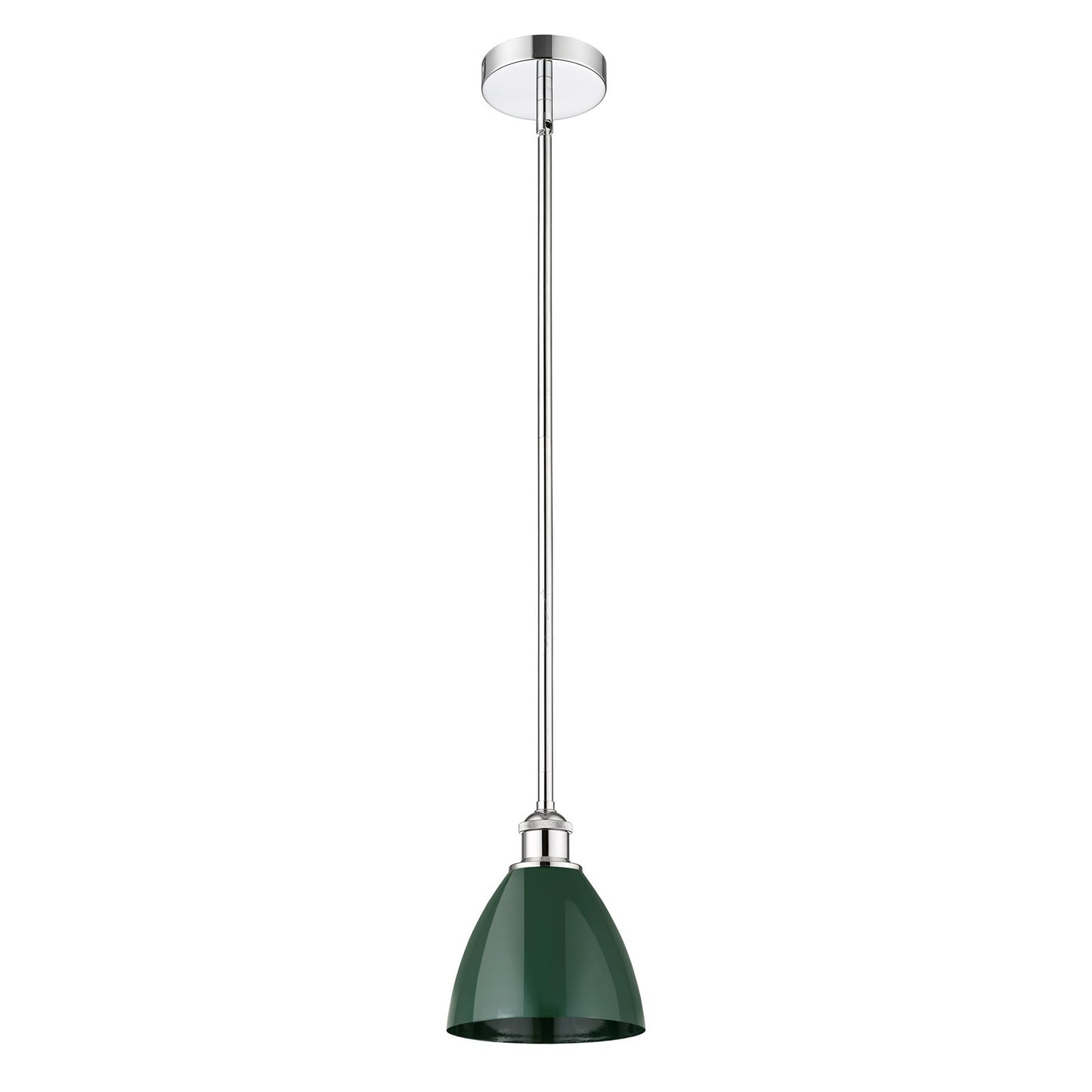 Innovations Plymouth 1-Light Mini Pendant | Industrial Farmhouse Polished Chrome and Matte Green Metal Shade | Kitchen | Model 616-1S-PC-MBD-75-GR-LED