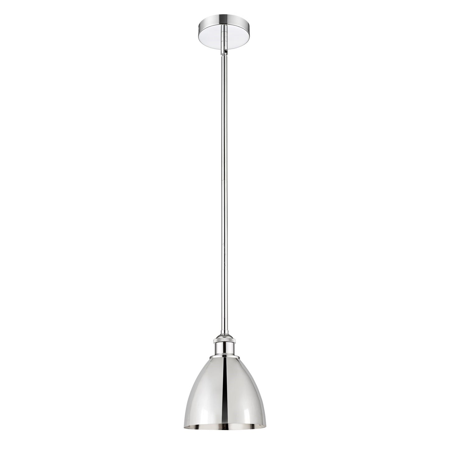 Innovations Bristol 8in 1-Light Mini Pendant | Industrial Polished Chrome Steel and Metal Shade | Kitchen Island & Dining Room | Model 616-1S-PC-MBD-75-PC