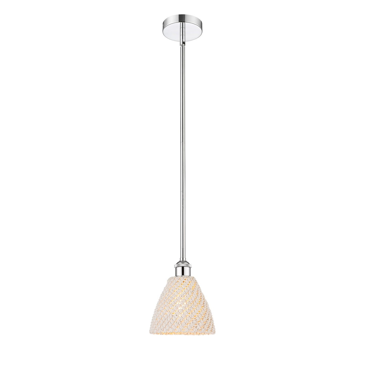 Innovations Bristol Natural 8in 1-Light Mini Pendant | Farmhouse Polished Chrome and Natural Fiber Dome Shade | Kitchen | Model 616-1S-PC-NBD-75-NAT