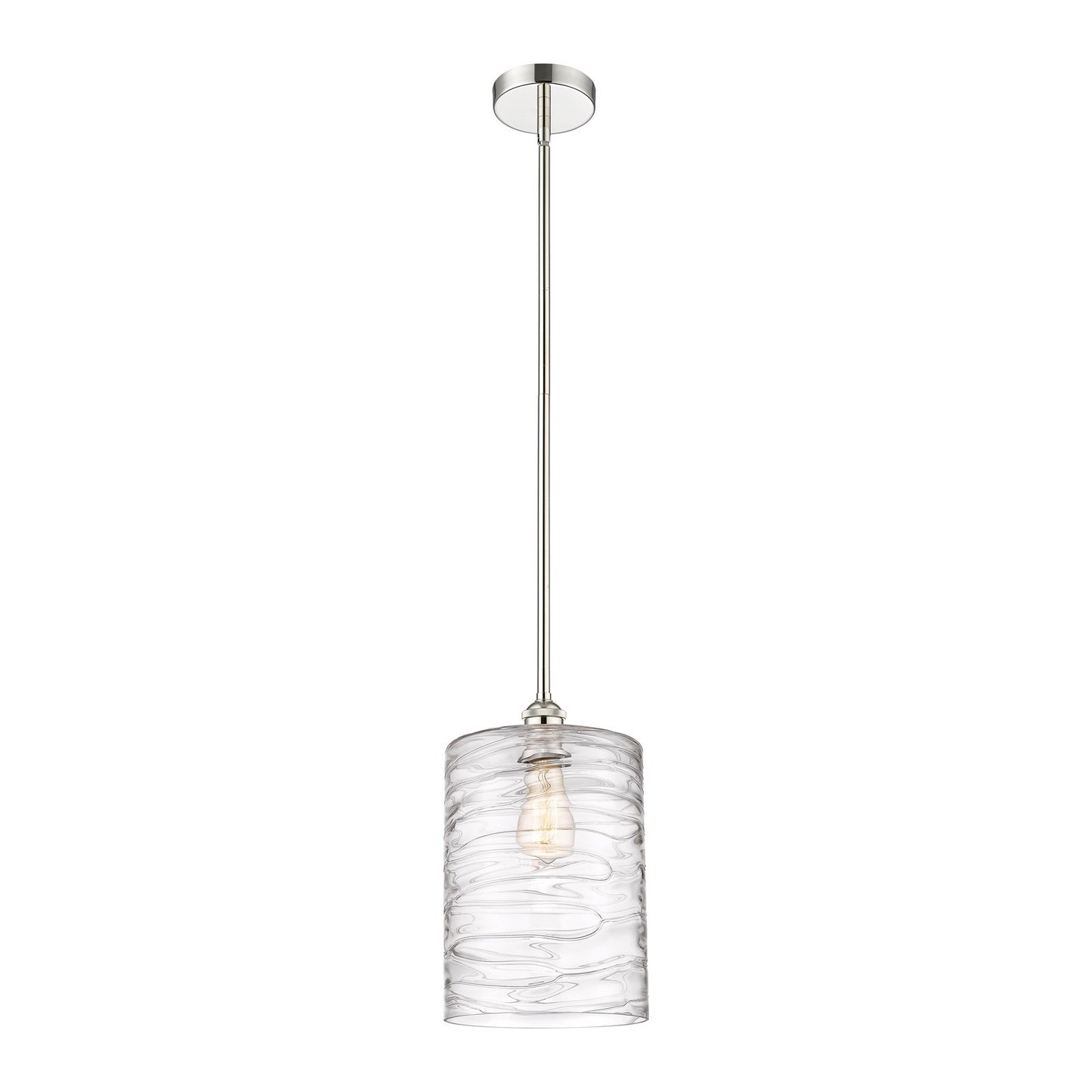 Innovations Cobbleskill 9in 1-Light Mini Pendant | Art Nouveau Polished Nickel and Clear Deco Swirl Glass | Kitchen Island & | Model 616-1S-PN-G1113-L