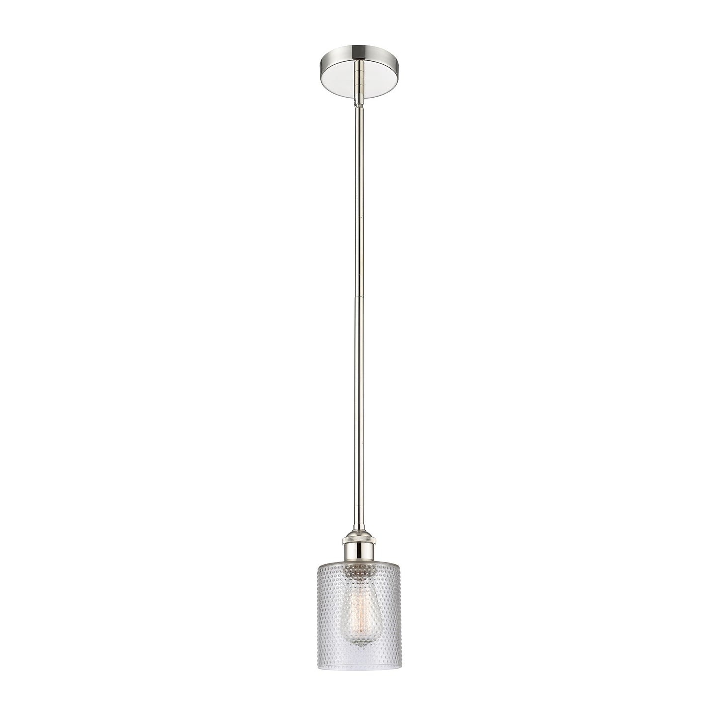 Innovations Cobbleskill 5in 1-Light Mini Pendant | Industrial Polished Nickel Steel and Clear Cobbleskill Glass | Kitchen | Model 616-1S-PN-G112-LED