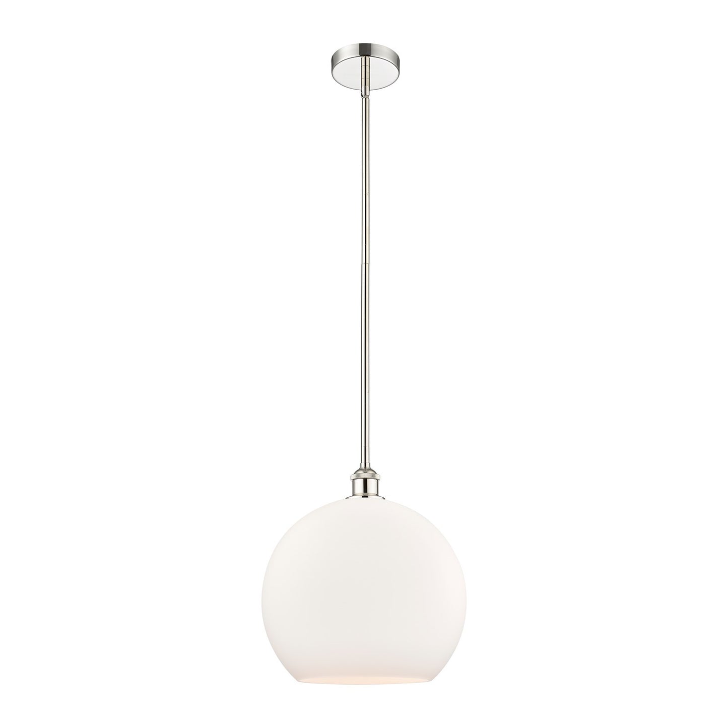 Innovations Athens 14in 1-Light Pendant | Industrial Polished Nickel and Matte White Glass | Kitchen Island & Dining Room | Model 616-1S-PN-G121-14