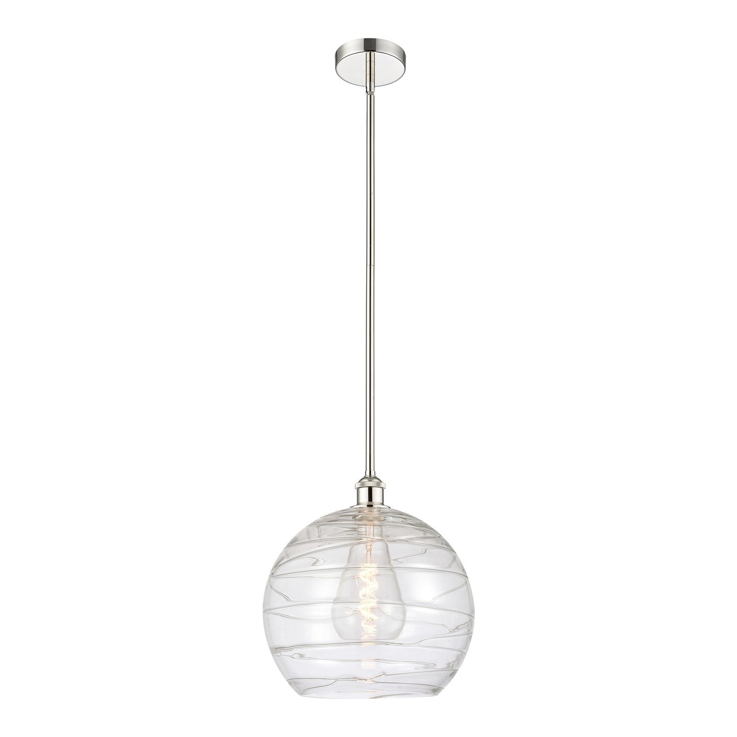 Innovations Athens Deco Swirl 14in 1-Light Mini Pendant | Industrial Modern Polished Nickel and Clear Deco Swirl Glass | Model 616-1S-PN-G1213-14CL