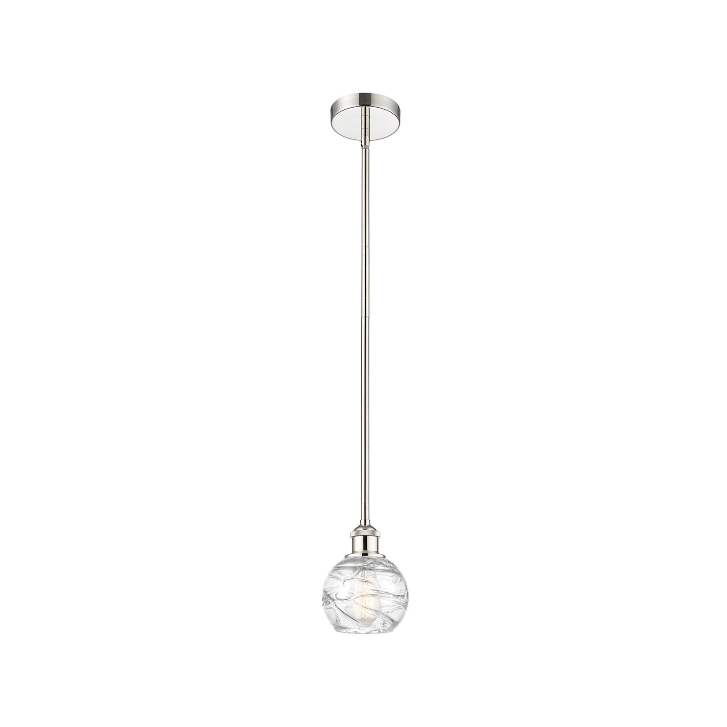 Innovations Athens Deco Swirl 6in 1-Light Mini Pendant | Industrial Polished Nickel Steel and Clear Deco Swirl Glass | Kitchen | Model 616-1S-PN-G1213-6CL