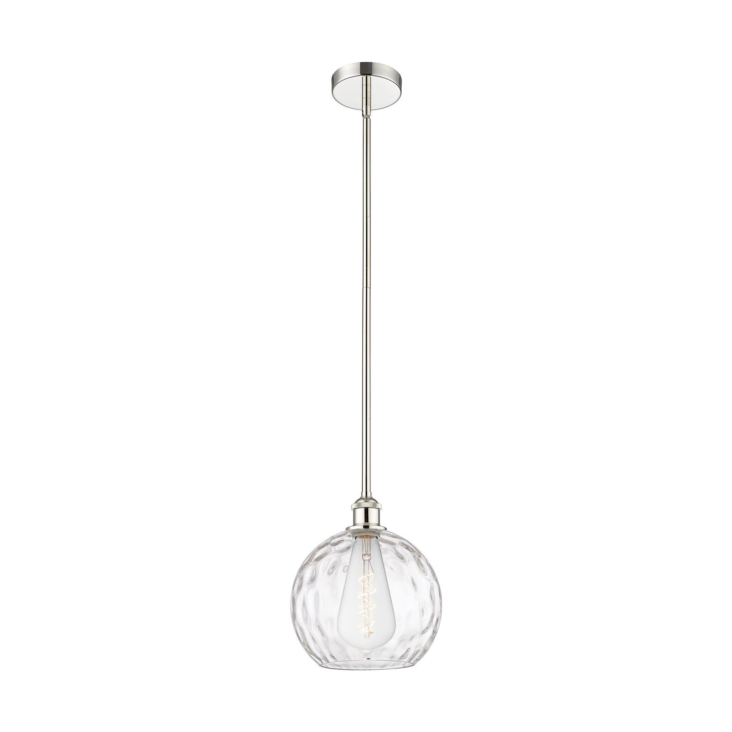 Innovations Athens Water Glass 10in 1-Light Mini Pendant | Industrial Polished Nickel and Clear Water Glass | Kitchen | Model 616-1S-PN-G1215-10-LED
