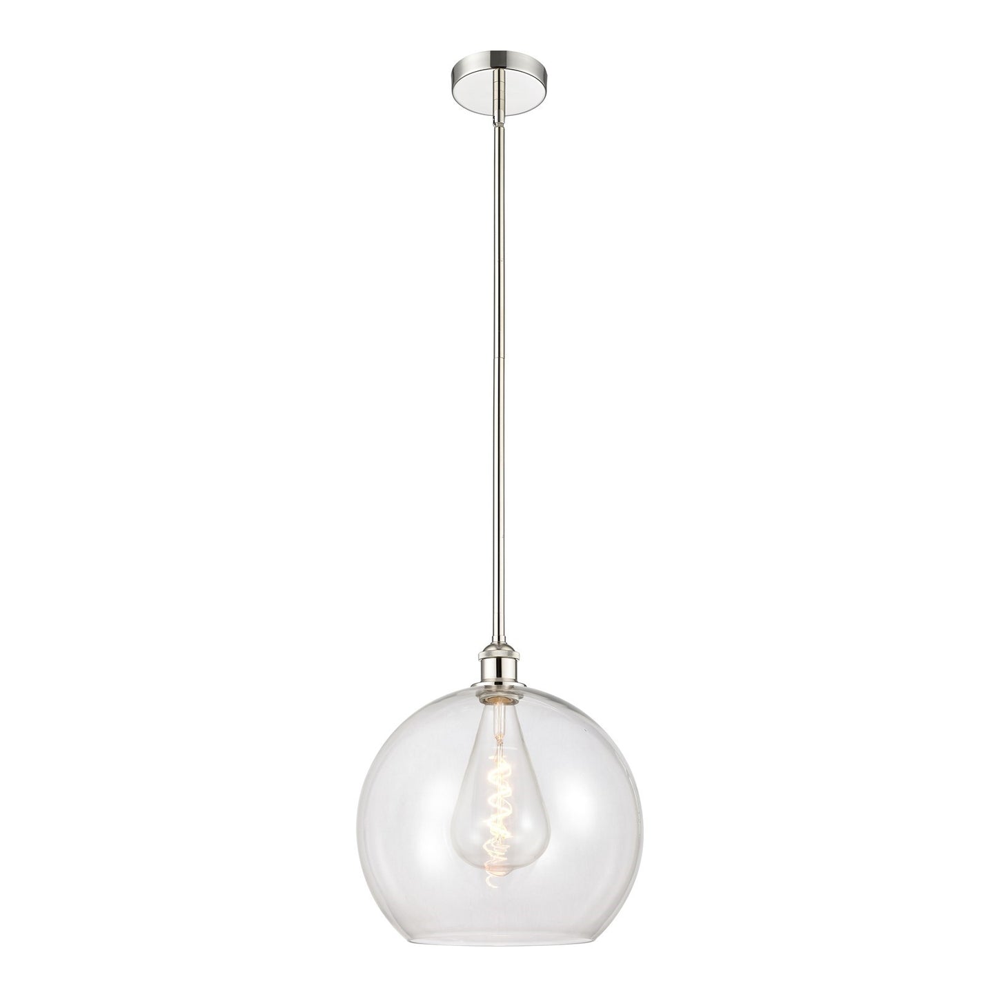 Innovations Athens 14in 1-Light Pendant | Industrial Polished Nickel Steel and Clear Glass | Kitchen Island & Dining Room | Model 616-1S-PN-G122-14