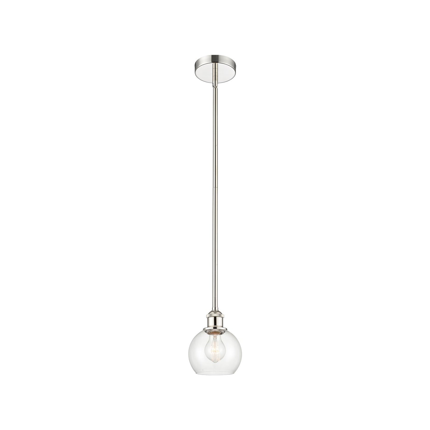 Innovations Athens 6in 1-Light Mini Pendant | Industrial Polished Nickel Steel and Clear Glass | Kitchen Island & Dining Room | Model 616-1S-PN-G122-6-LED