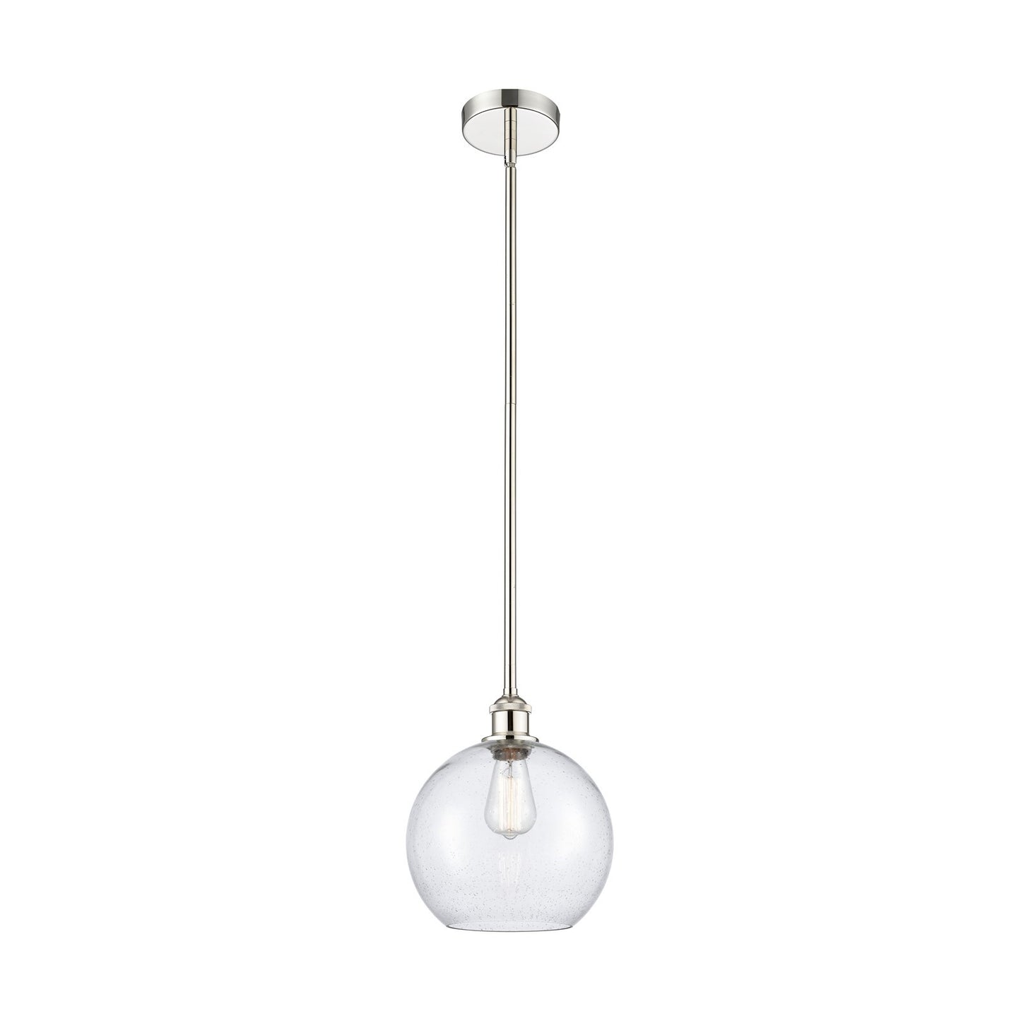 Innovations Athens 10in 1-Light Mini Pendant | Industrial Polished Nickel Steel and Seedy Glass | Kitchen Island & Dining Room | Model 616-1S-PN-G124-10