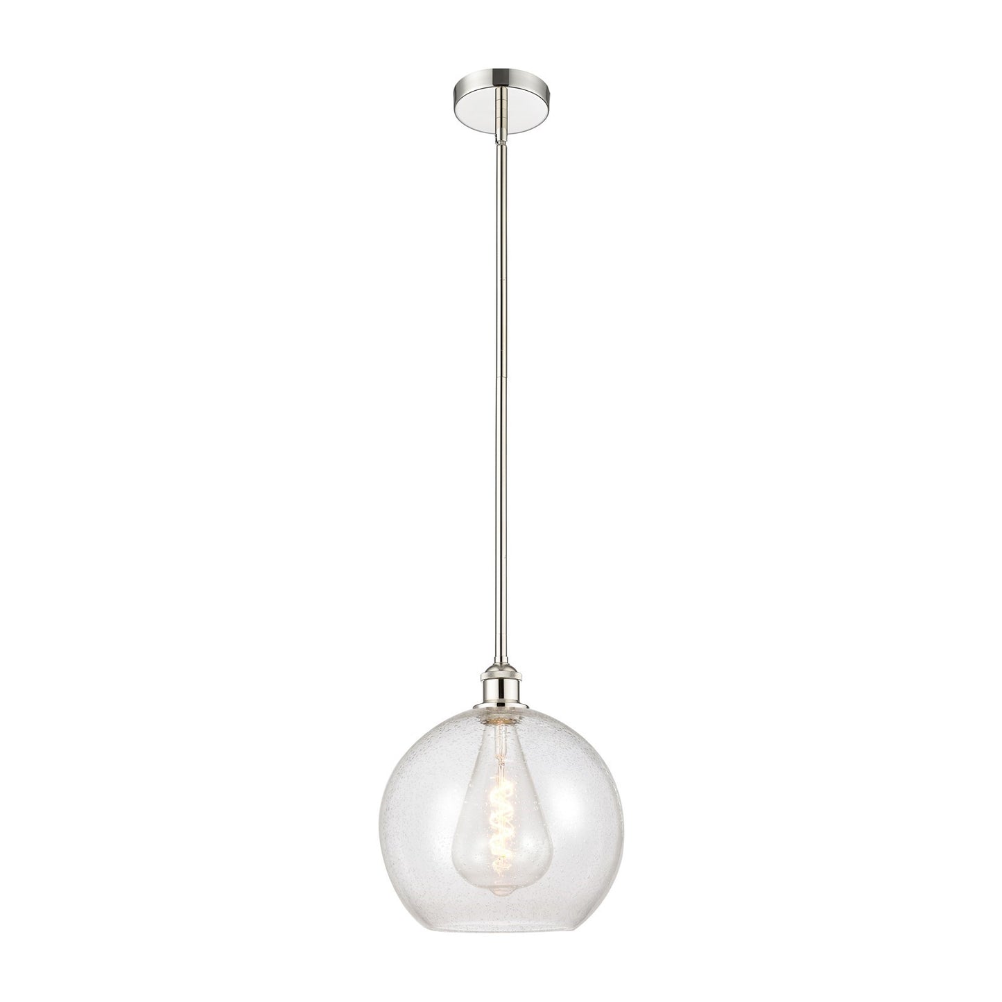 Innovations Athens 12in 1-Light Mini Pendant | Industrial Polished Nickel Steel and Seedy Glass | Kitchen Island & Dining Room | Model 616-1S-PN-G124-12