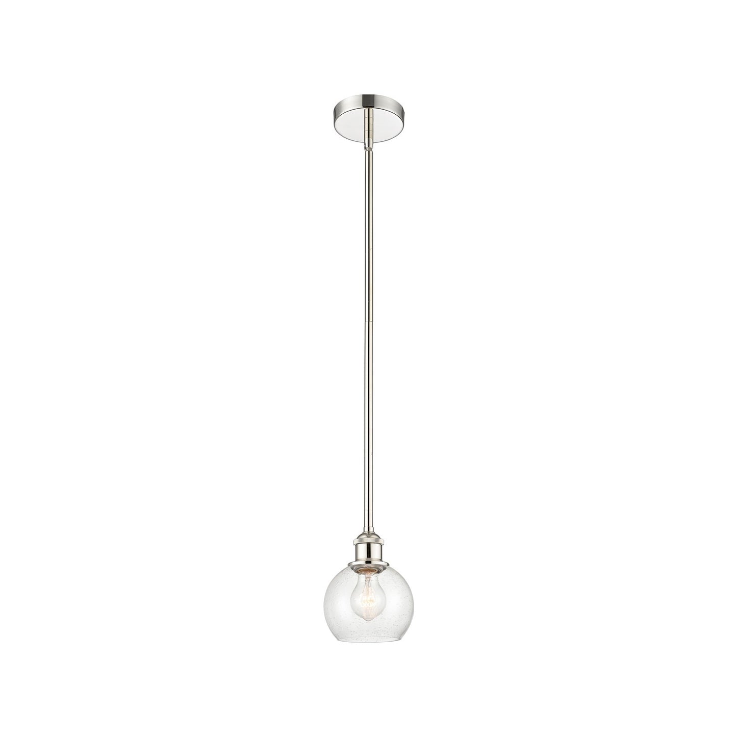 Innovations Athens 6in 1-Light Mini Pendant | Industrial Polished Nickel Steel and Seedy Glass | Kitchen Island & Dining Room | Model 616-1S-PN-G124-6