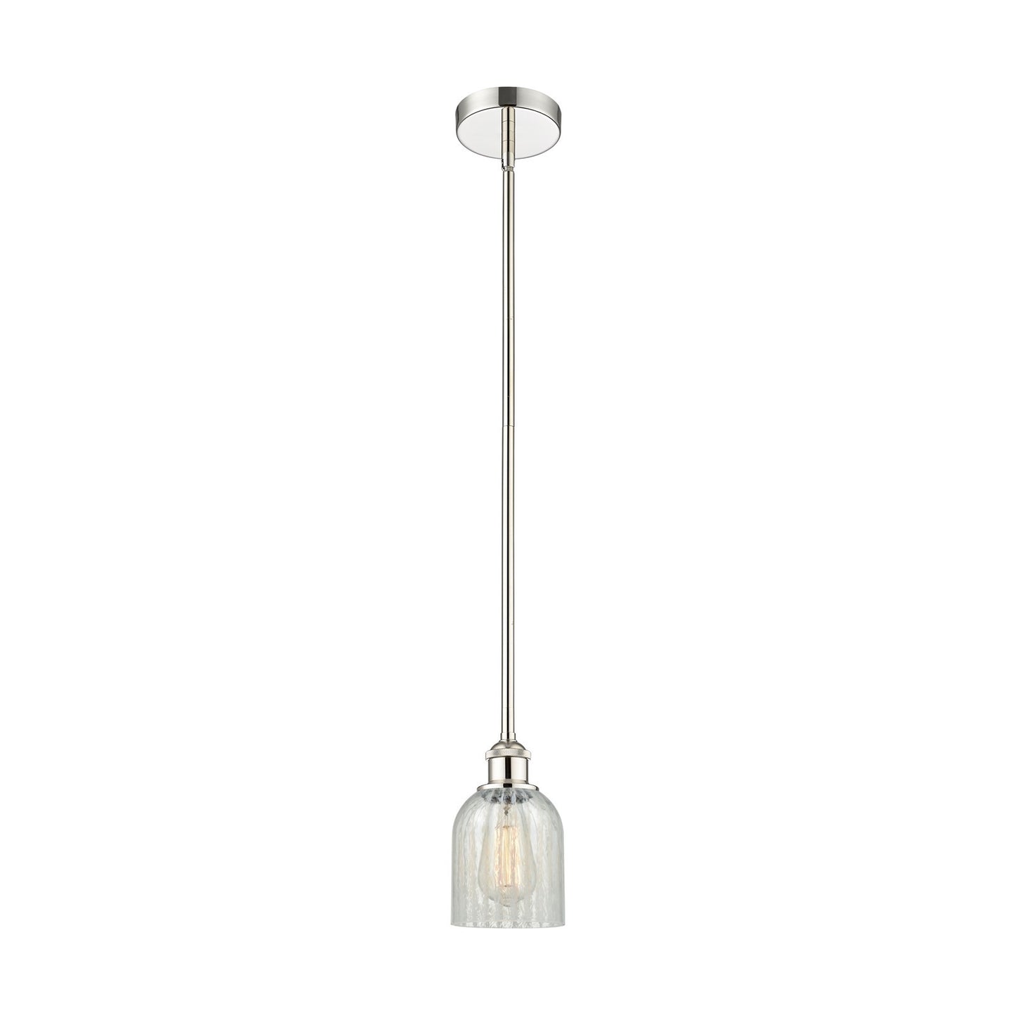 Innovations Caledonia 5in 1-Light Mini Pendant | Industrial Polished Nickel Steel and Mouchette Glass | Kitchen Island & Dining | Model 616-1S-PN-G2511