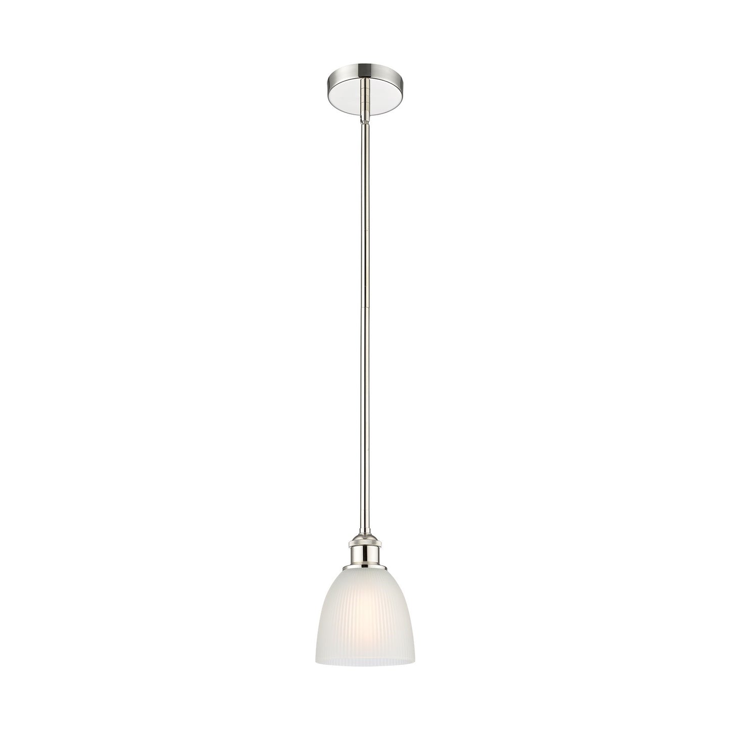 Innovations Castile 6in 1-Light Mini Pendant | Industrial Polished Nickel and White Glass | Kitchen Island & Dining Room | Model 616-1S-PN-G381-LED