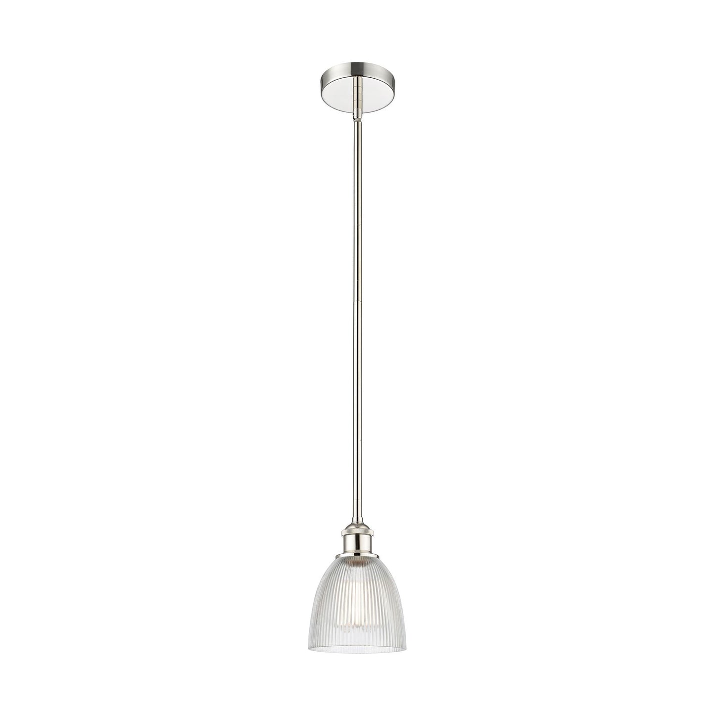 Innovations Castile 6in 1-Light Mini Pendant | Industrial Polished Nickel Steel and Clear Glass | Kitchen Island & Dining Room | Model 616-1S-PN-G382-LED