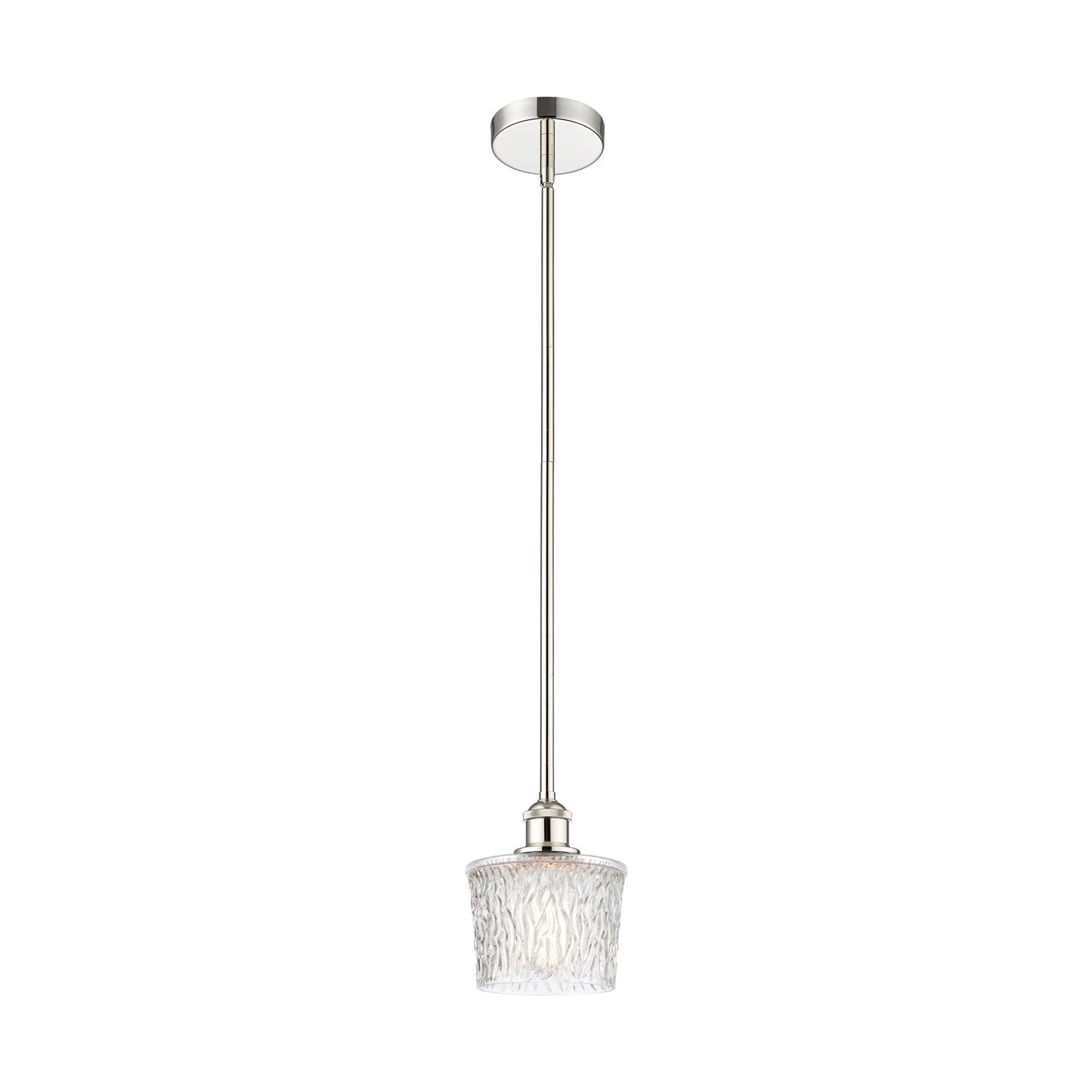 Innovations Niagara 7in 1-Light Mini Pendant | Art Nouveau Polished Nickel and Clear Textured Glass | Kitchen Island & Dining | Model 616-1S-PN-G402-LED