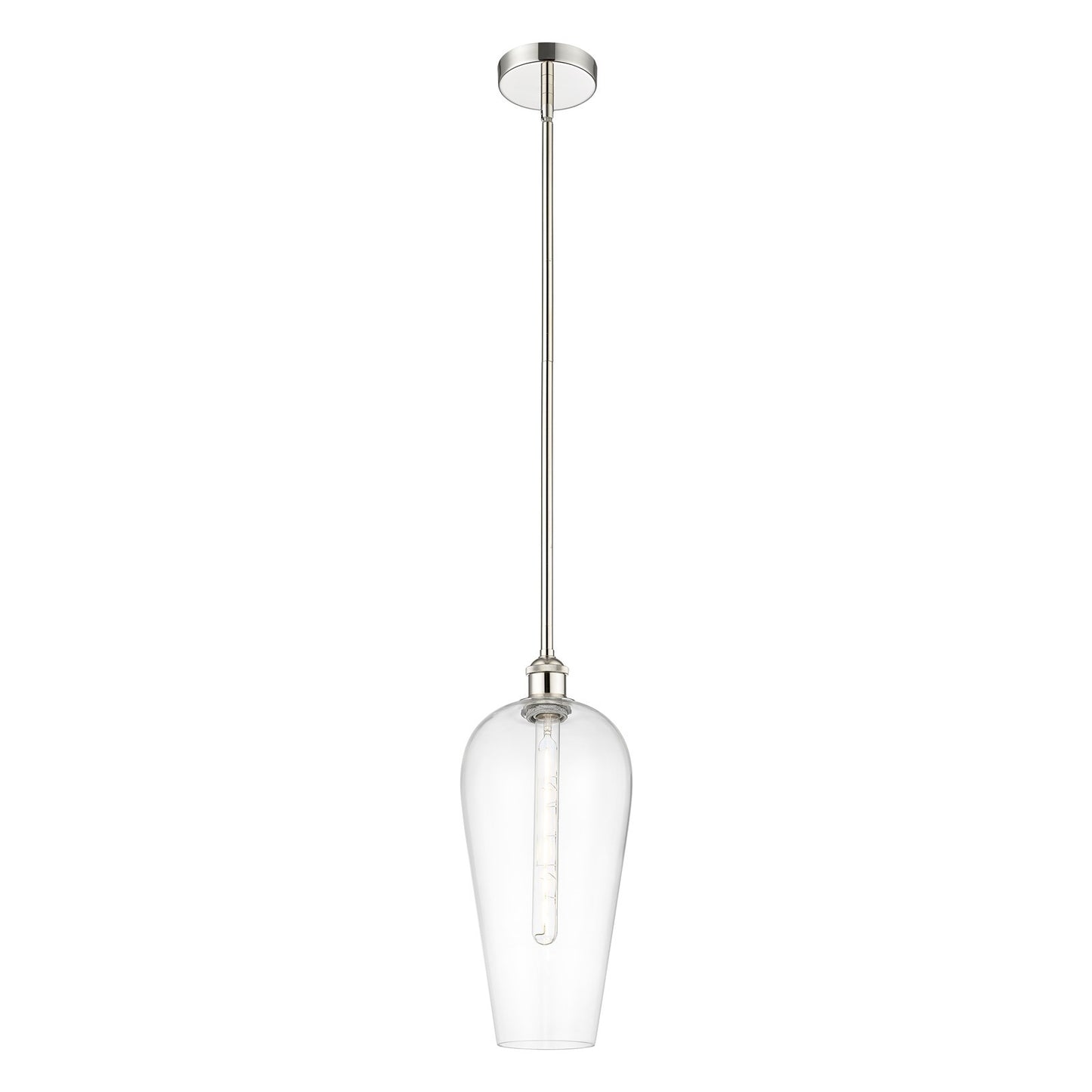Innovations Chelsea 8in 1-Light Mini Pendant | Industrial Polished Nickel Steel and Clear Glass | Kitchen Island & Dining Room | Model 616-1S-PN-G456-8CL