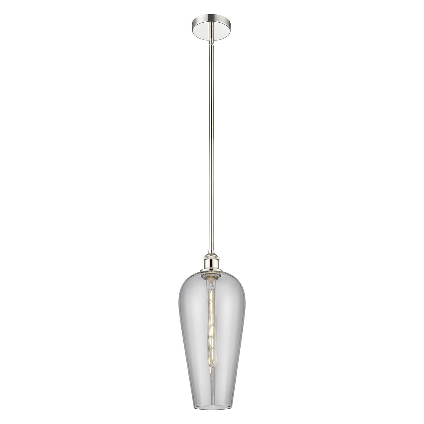 Innovations Chelsea 8in 1-Light Mini Pendant | Industrial Polished Nickel and Light Smoked Glass | Kitchen Island & Dining Room | Model 616-1S-PN-G456-8SM