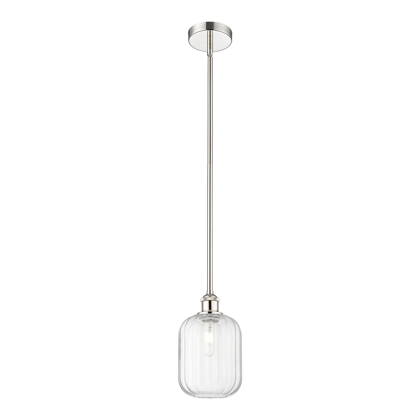 Innovations Preston Cylinder 7in 1-Light Mini Pendant | Industrial Polished Nickel Steel and Clear Glass | Kitchen Island & | Model 616-1S-PN-G460-7CL