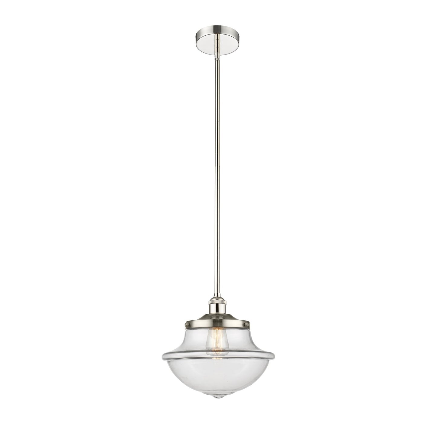 Innovations Oxford 12in 1-Light Mini Pendant | Industrial Polished Nickel Steel and Clear Glass | Kitchen Island & Dining Room | Model 616-1S-PN-G542