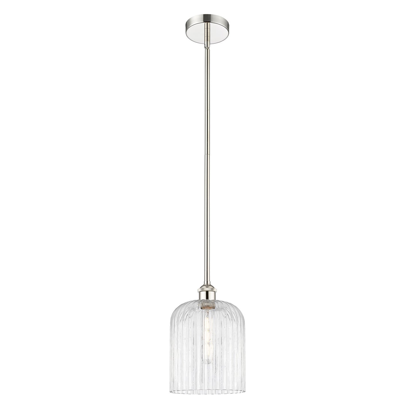 Innovations Bridal Veil 5in 1-Light Mini Pendant | Art Nouveau Polished Nickel Steel and Clear Ribbed Glass | Kitchen Island & | Model 616-1S-PN-G559-8CL