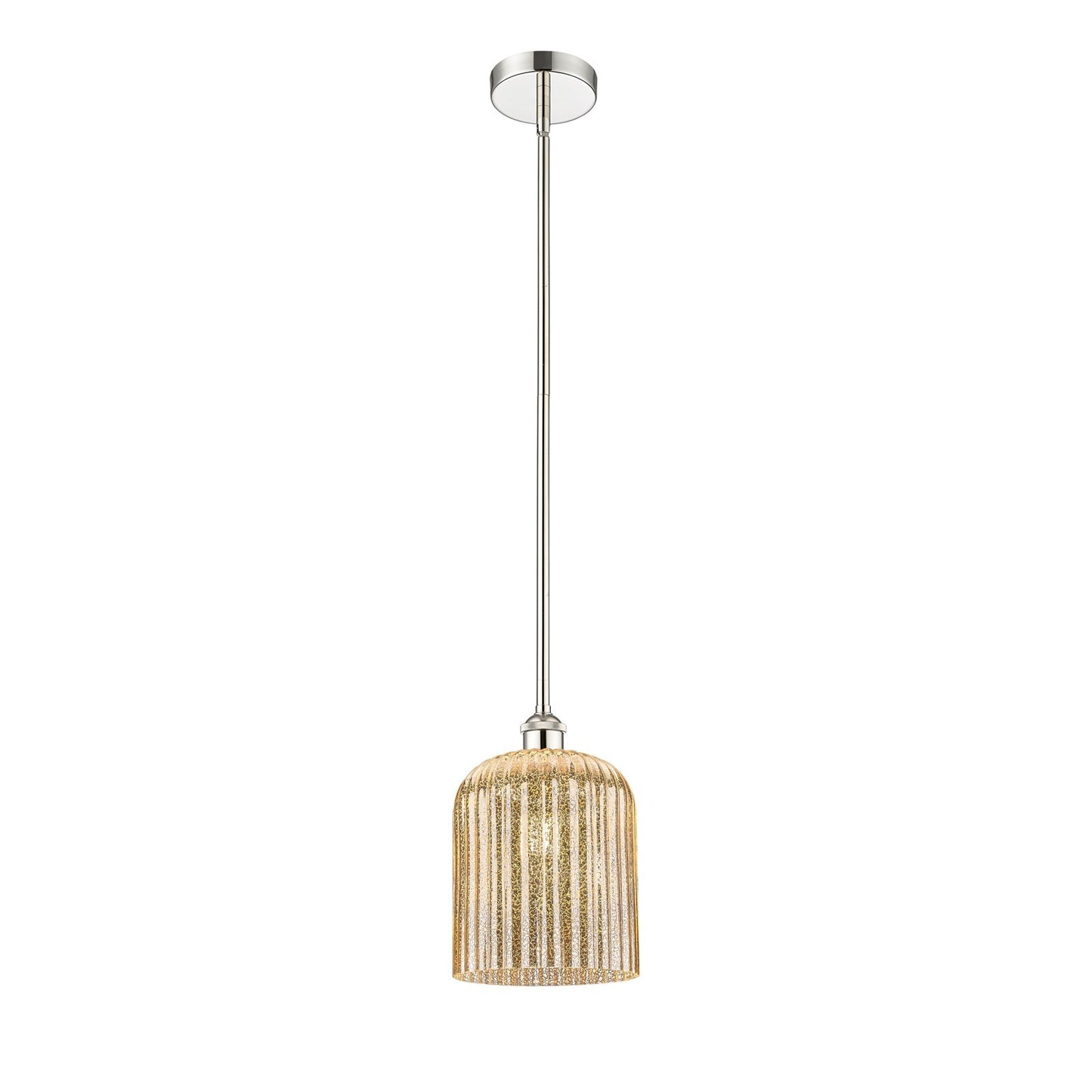Innovations Bridal Veil 5in 1-Light Mini Pendant | Art Nouveau Polished Nickel Steel and Mercury Ribbed Glass | Kitchen Island | Model 616-1S-PN-G559-8ME
