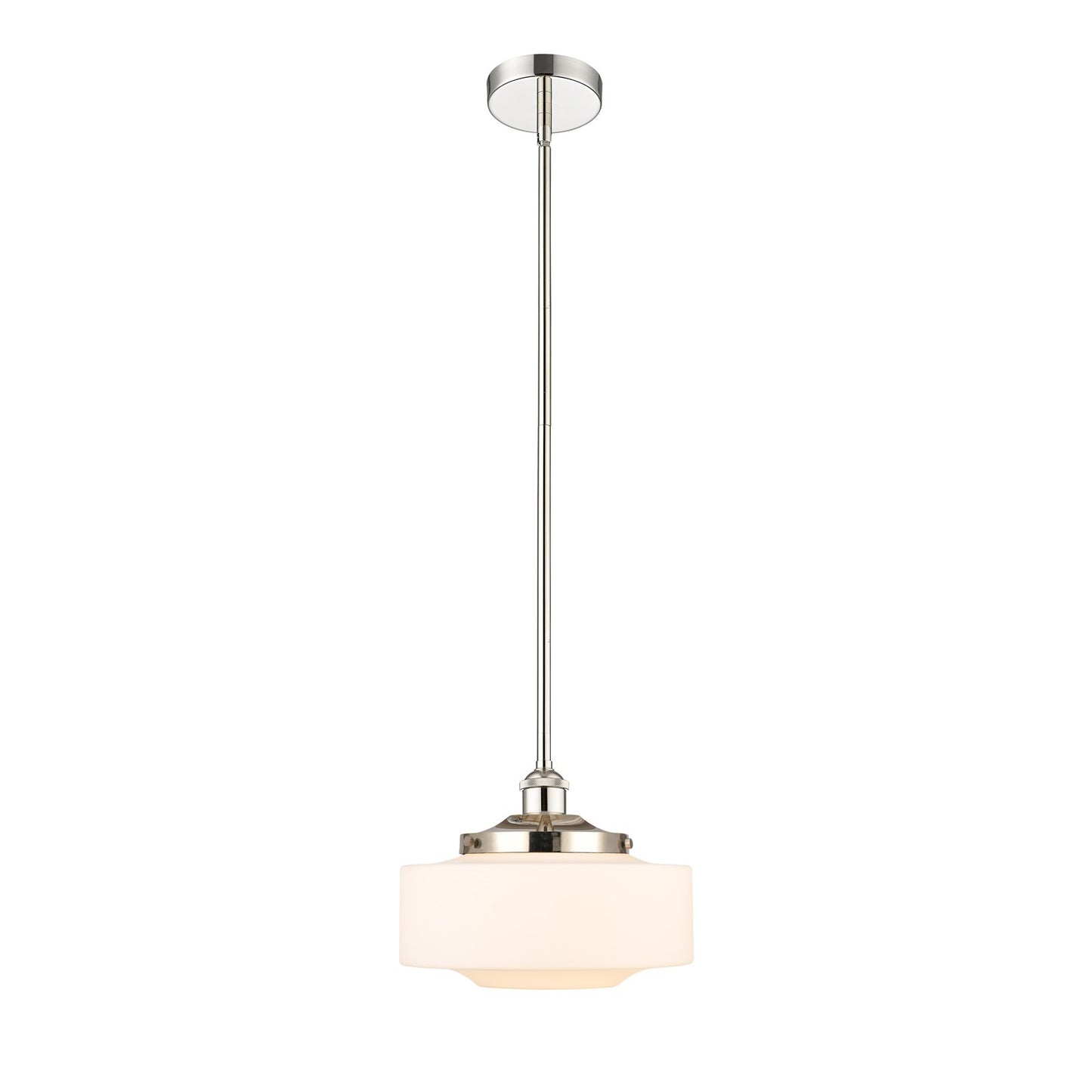 Innovations Bridgeton 12in 1-Light Mini Pendant | Traditional Polished Nickel and Matte White Frosted Glass | Kitchen Island & | Model 616-1S-PN-G691-12