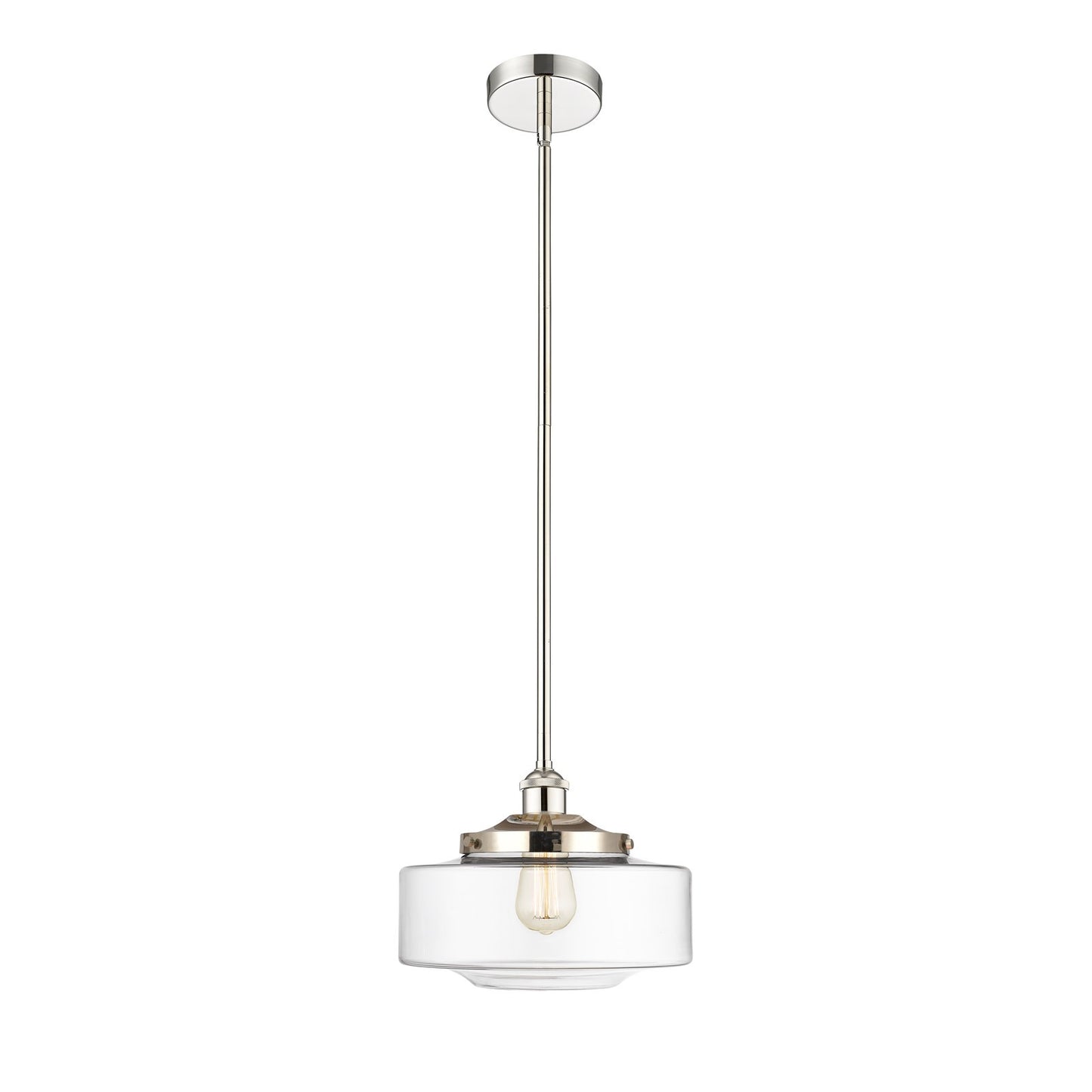 Innovations Bridgeton 12in 1-Light Mini Pendant | Traditional Polished Nickel and Clear Glass | Kitchen Island & Dining Room | Model 616-1S-PN-G692-12