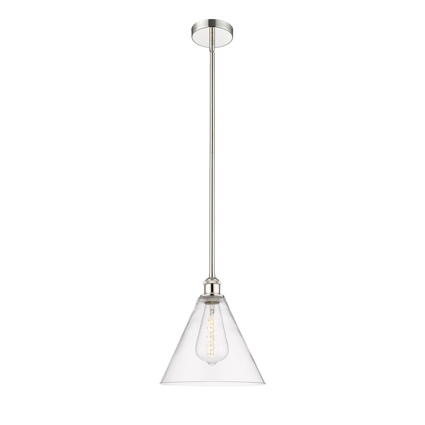 Innovations Berkshire 12in 1-Light Mini Pendant | Industrial Polished Nickel Steel and Clear Glass | Kitchen Island & Dining | Model 616-1S-PN-GBC-122-LED