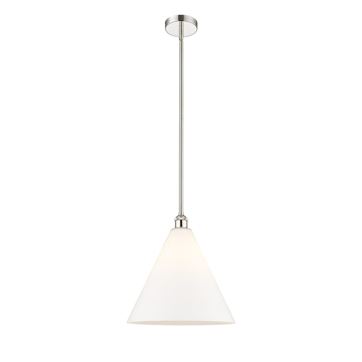 Innovations Berkshire Glass 16in 1-Light Pendant | Industrial Polished Nickel Steel and Matte White Glass | Kitchen Island & | Model 616-1S-PN-GBC-161-LED