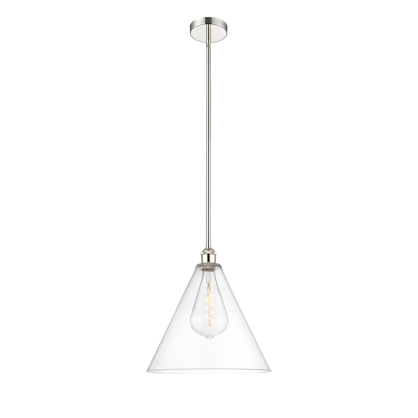 Innovations Berkshire 16in 1-Light Pendant | Industrial Polished Nickel Steel and Clear Glass | Kitchen Island & Dining Room | Model 616-1S-PN-GBC-162-LED