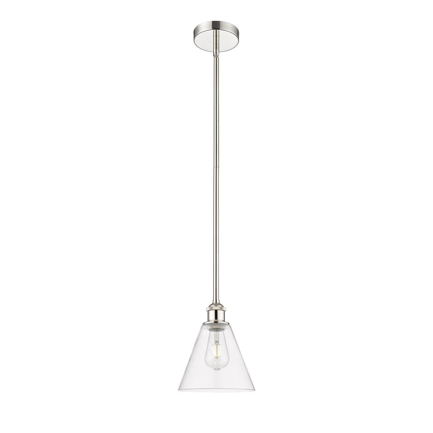 Innovations Berkshire 8in 1-Light Mini Pendant | Industrial Polished Nickel Steel and Clear Glass | Kitchen Island & Dining | Model 616-1S-PN-GBC-82-LED