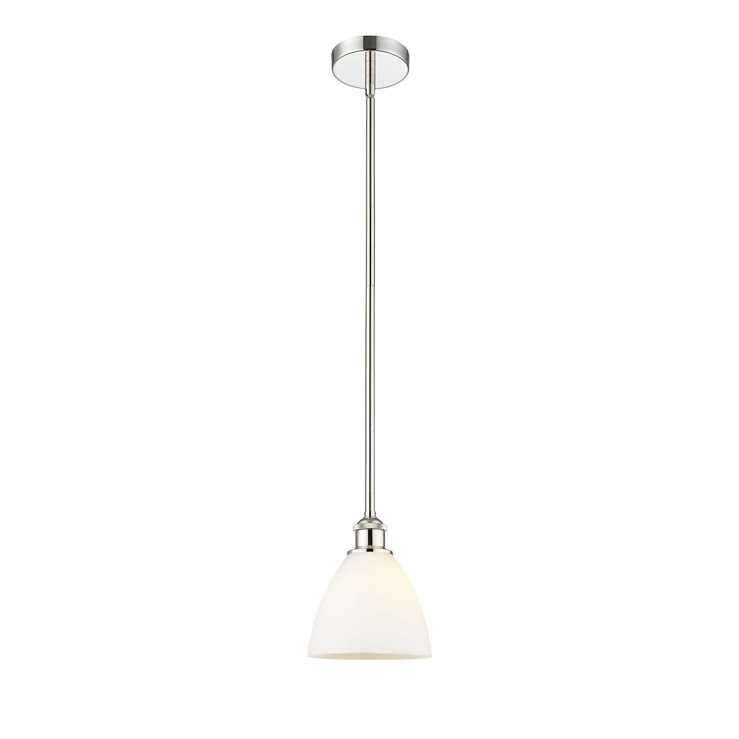 Innovations Bristol 1-Light 7.5in Mini Pendant | Industrial Polished Nickel and Matte White Glass | Kitchen Island & Dining Room | Model 616-1S-PN-GBD-751