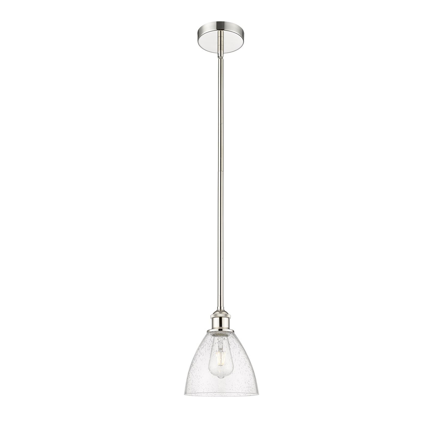 Innovations Bristol 1-Light 7.5in Mini Pendant | Industrial Polished Nickel Steel and Seedy Glass | Kitchen Island & Dining Room | Model 616-1S-PN-GBD-754