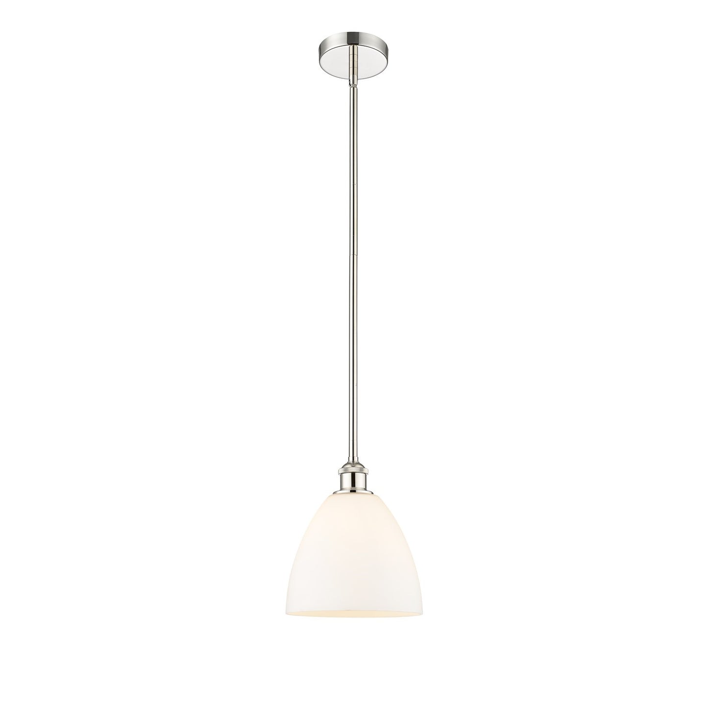 Innovations Bristol 9in 1-Light Mini Pendant | Industrial Polished Nickel and Matte White Glass | Kitchen Island & Dining | Model 616-1S-PN-GBD-91-LED