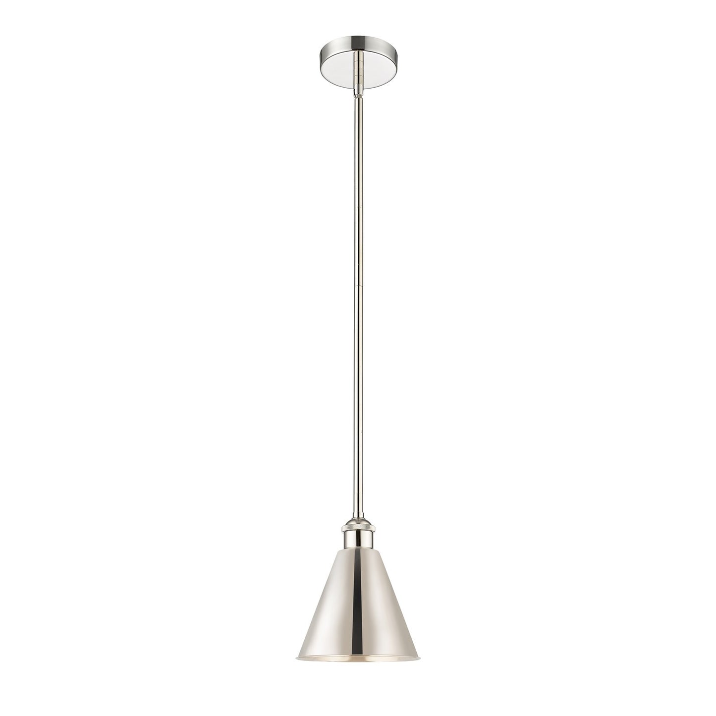 Innovations Berkshire Metal 8in 1-Light Mini Pendant | Industrial Polished Nickel Steel and Cast Brass with Polished Nickel | Model 616-1S-PN-MBC-8-PN