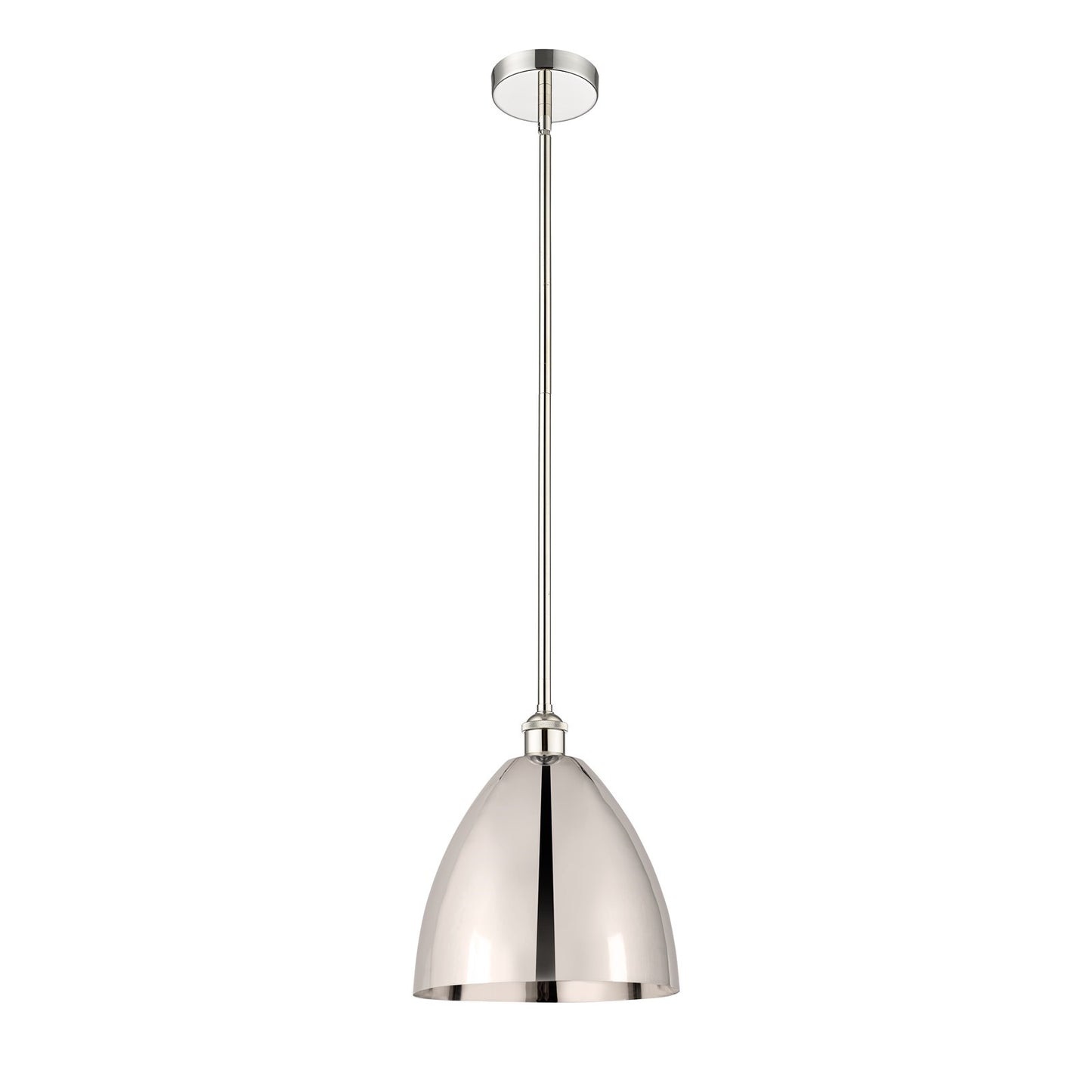 Innovations Bristol 12in 1-Light Mini Pendant | Industrial Farmhouse Polished Nickel Steel and Metal Shade | Kitchen | Model 616-1S-PN-MBD-12-PN-LED