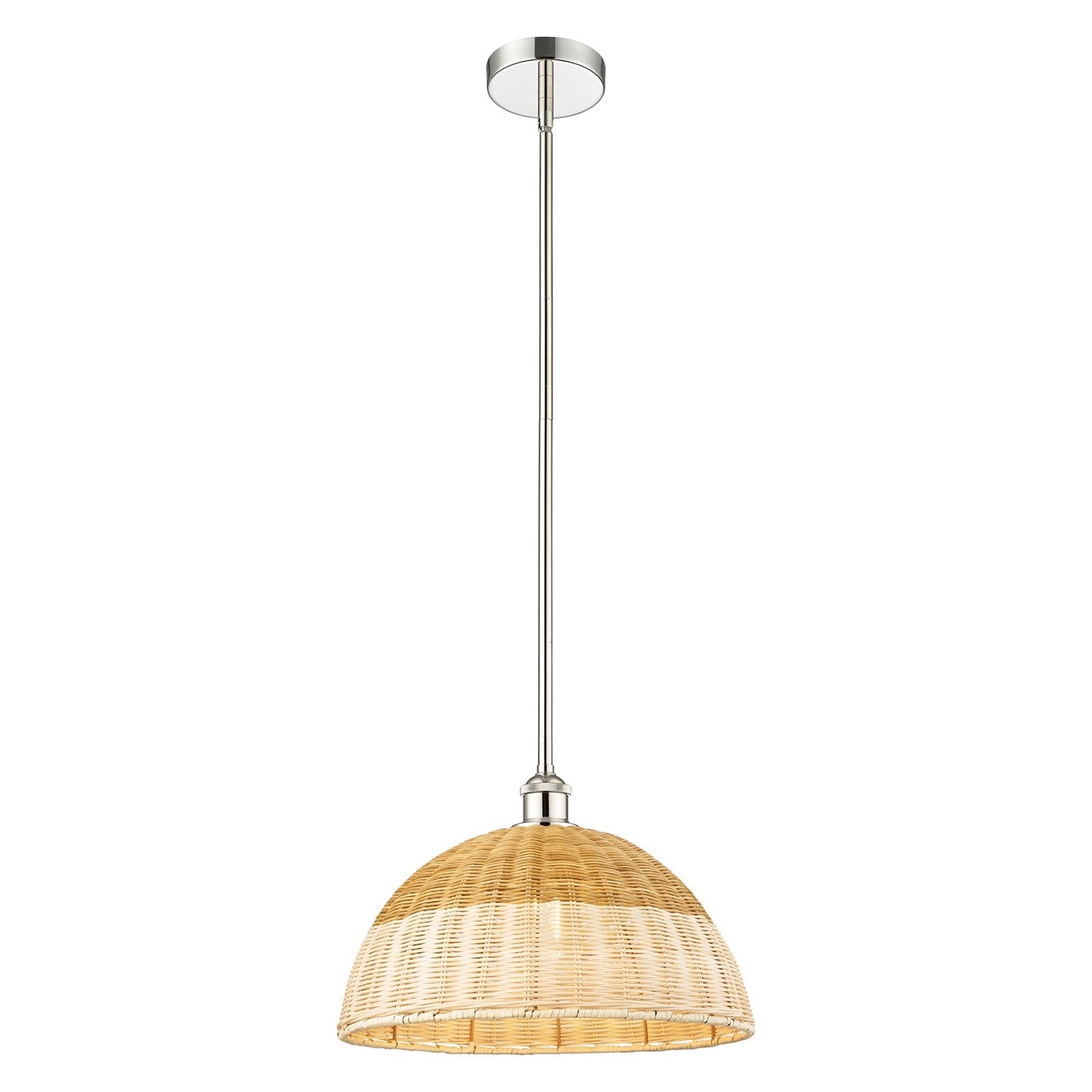 Innovations Lighting Bristol Natural II 16in 1-Light Mini Pendant | Industrial Polished Nickel Steel and Cast Brass Natural | Model 616-1S-PN-NBD2-16-NAT