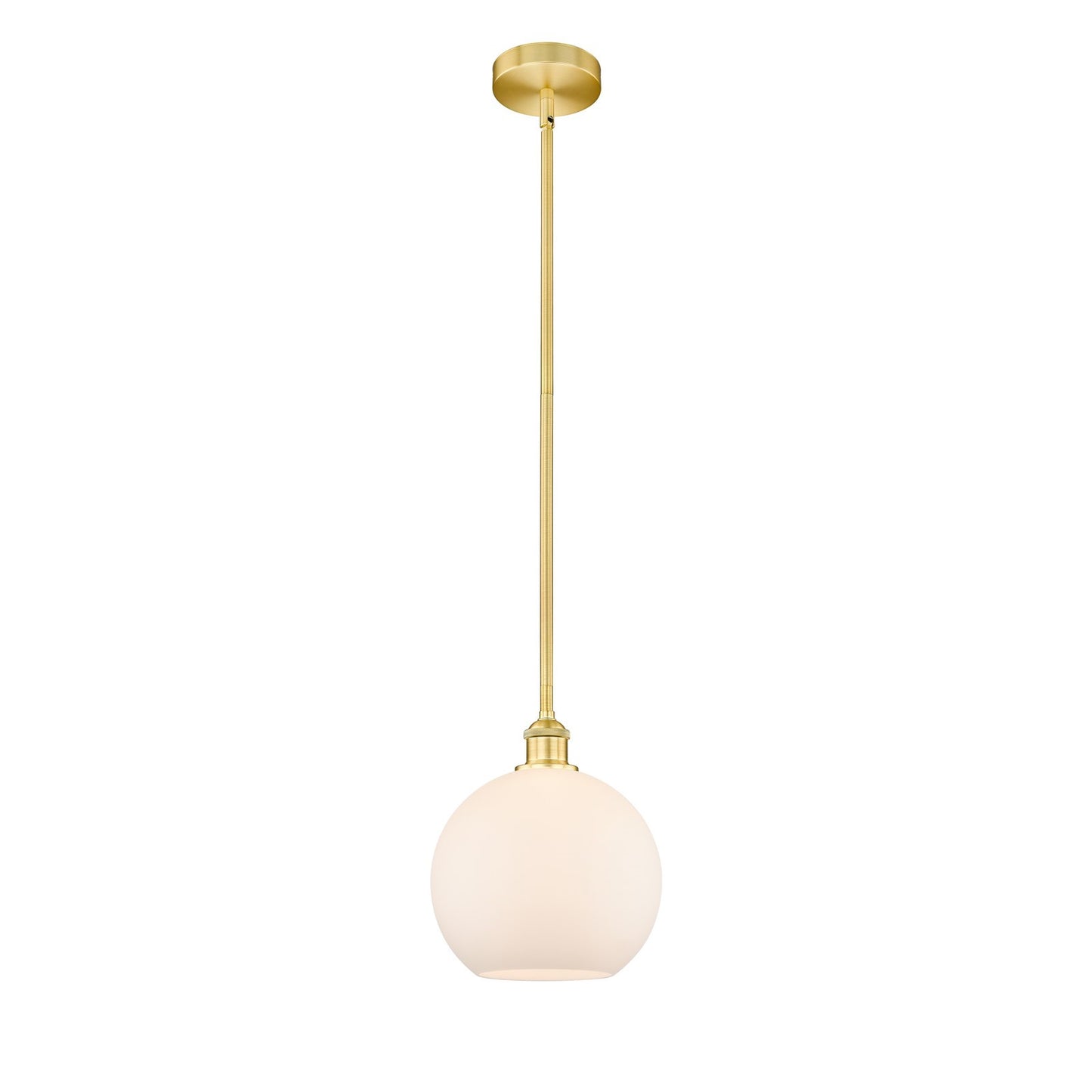 Innovations Athens 10in 1-Light Mini Pendant | Industrial Satin Gold Steel and Matte White Glass | Kitchen Island & Dining | Model 616-1S-SG-G121-10-LED