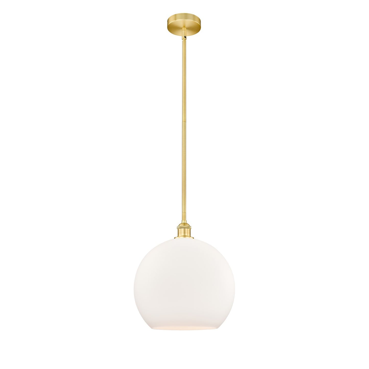 Innovations Athens 14in 1-Light Pendant | Industrial Satin Gold Steel and Matte White Glass | Kitchen Island & Dining Room | Model 616-1S-SG-G121-14