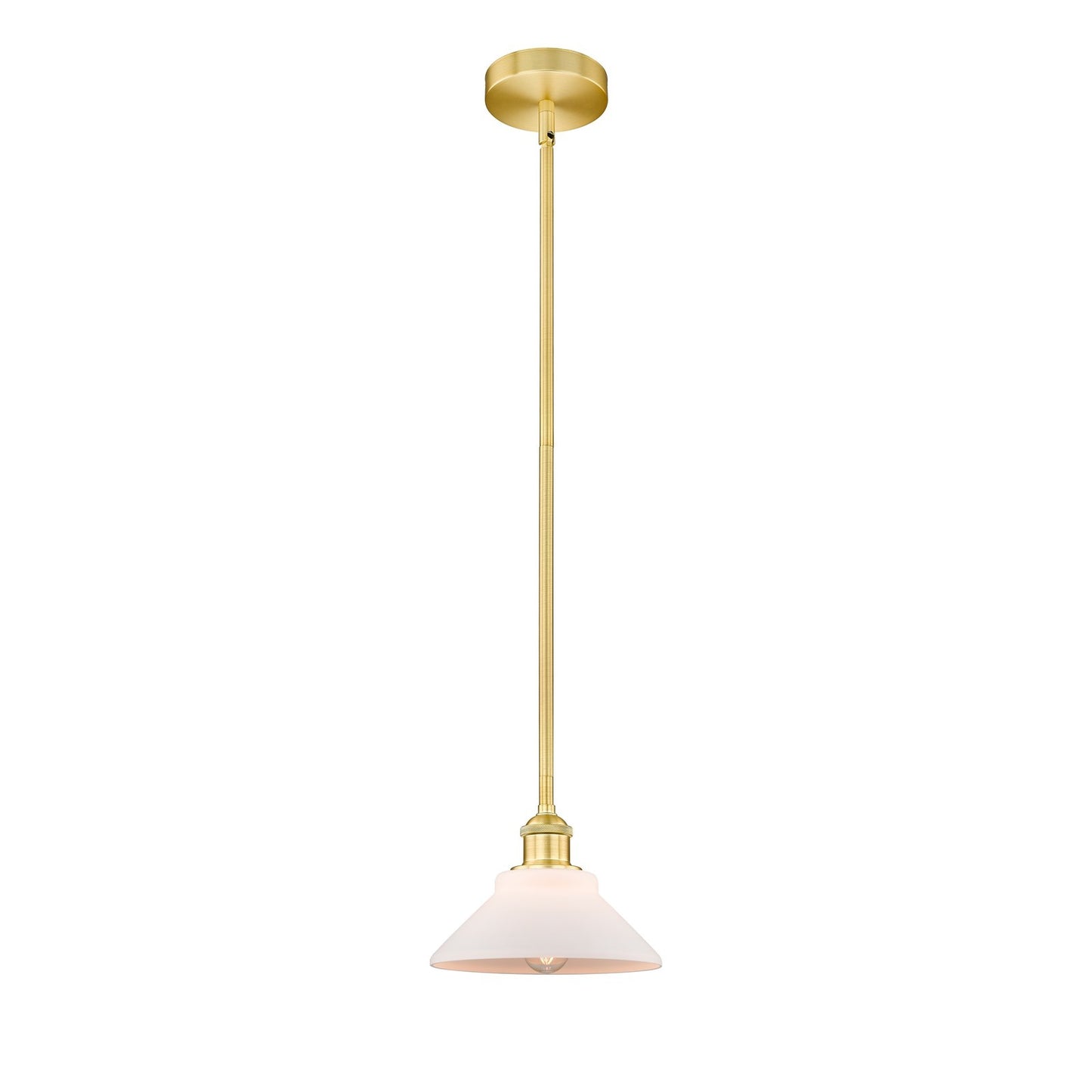 Innovations Orwell 8in 1-Light Mini Pendant | Industrial Satin Gold Steel and Matte White Glass | Kitchen Island & Dining Room | Model 616-1S-SG-G131