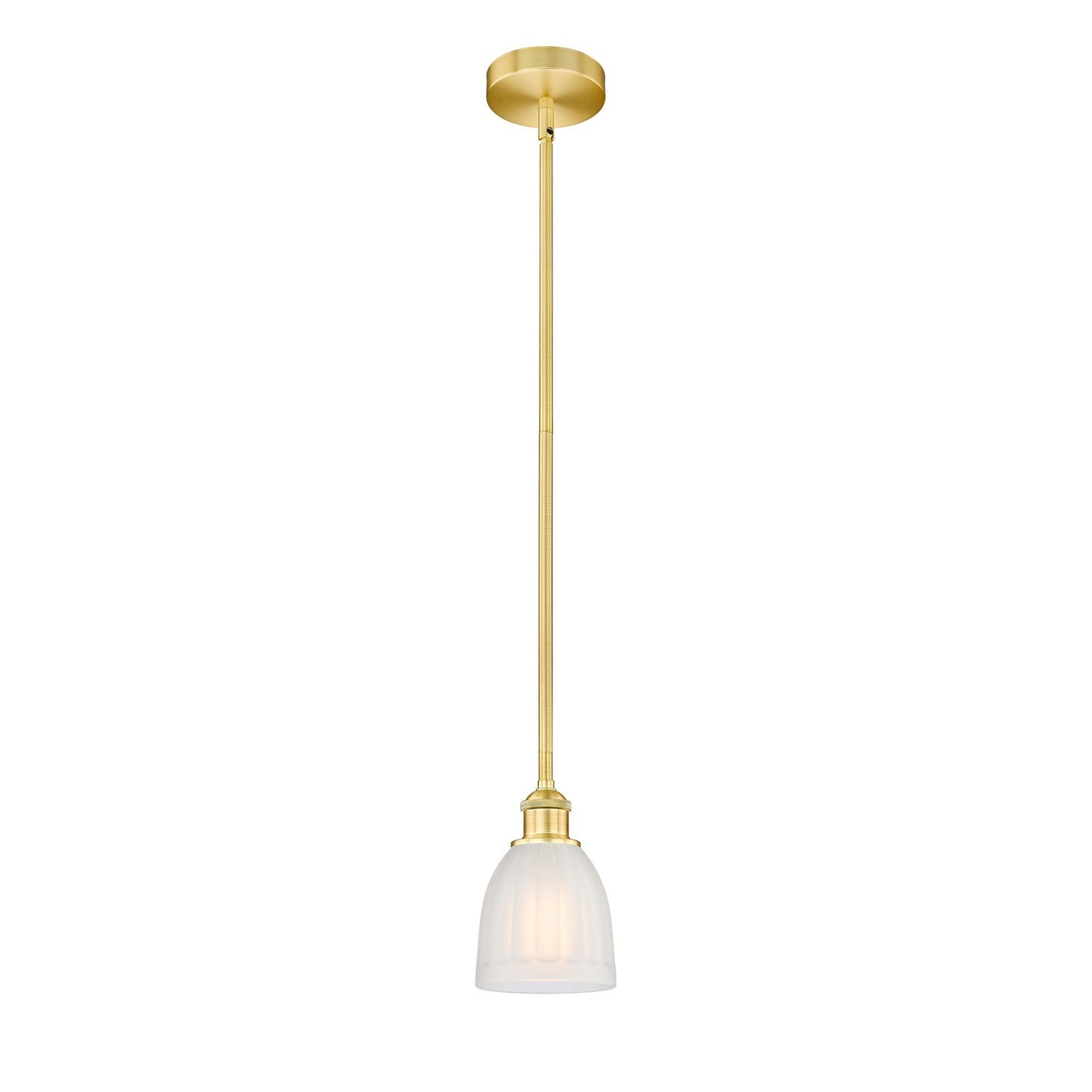 Innovations Brookfield 6in 1-Light Mini Pendant | Industrial Satin Gold Steel and White Frosted Glass | Kitchen Island & Dining | Model 616-1S-SG-G441-LED