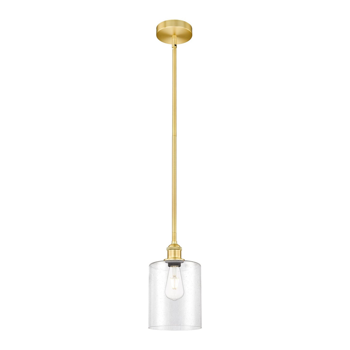 Innovations Paladin 7in 1-Light Mini Pendant | Farmhouse Satin Gold Steel and Seedy Glass | Kitchen Island & Dining Room | 7.12 | Model 616-1S-SG-G4424-7