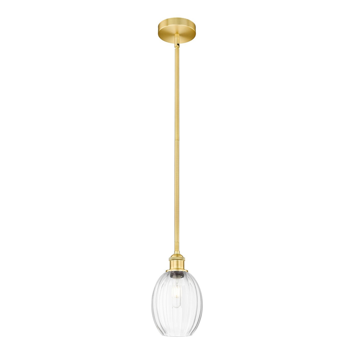 Innovations Preston Bulb 6.25in 1-Light Mini Pendant | Industrial Satin Gold Steel and Clear Glass | Kitchen Island & Dining | Model 616-1S-SG-G459-6CL