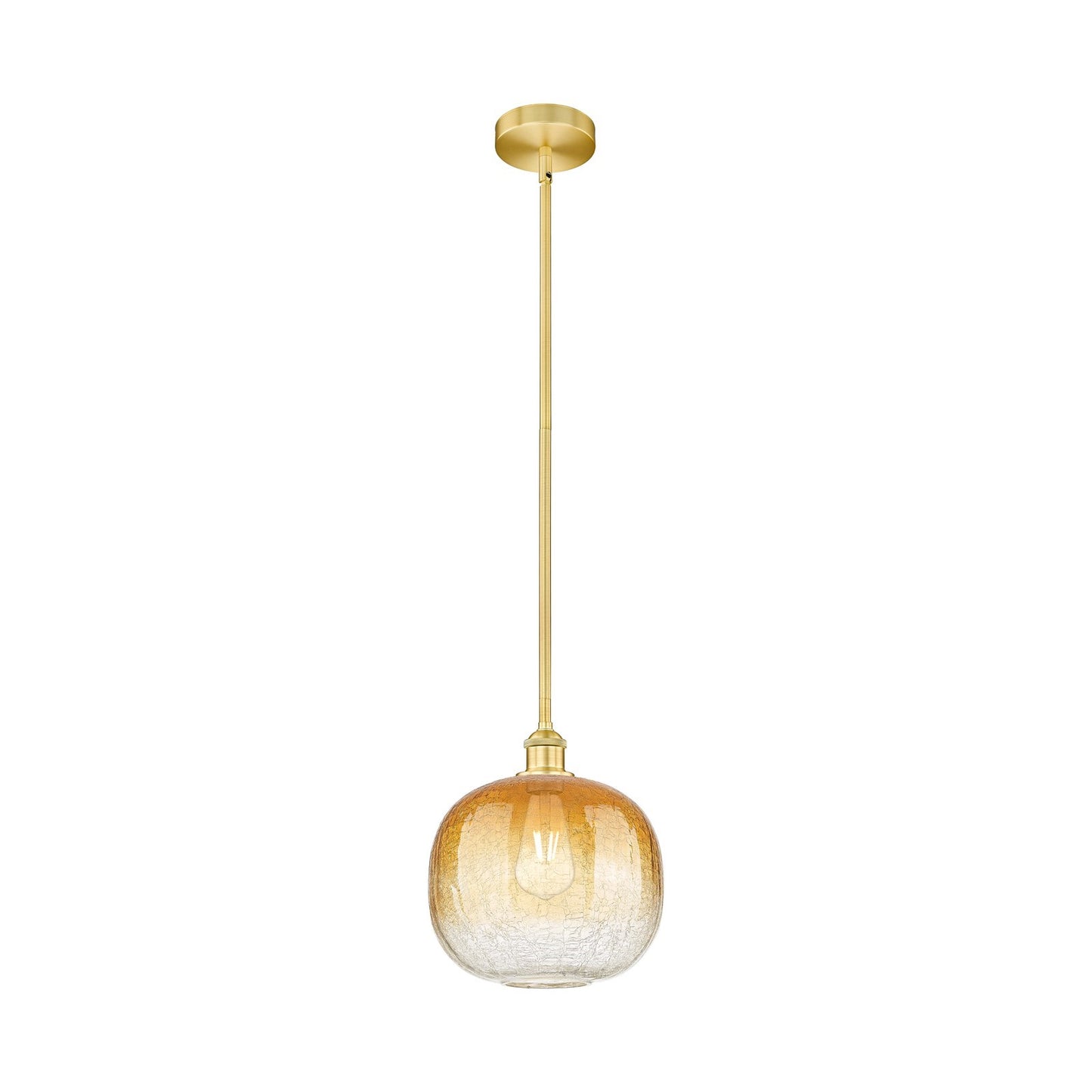 Innovations Brookhaven Sphere 10.5in 1-Light Mini Pendant | Industrial Satin Gold Steel and Cast Brass with Amber Glass | Model 616-1S-SG-G481-10AM