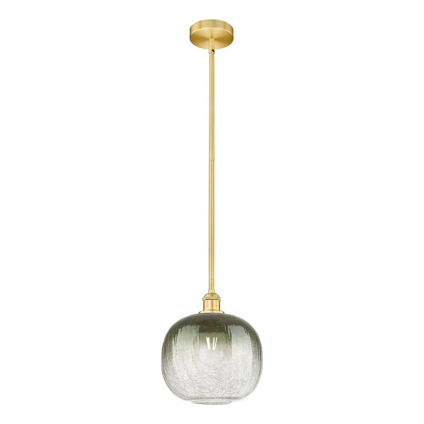 Innovations Brookhaven Sphere 11in 1-Light Mini Pendant | Industrial Satin Gold Steel and Cast Brass with Matte Black Glass | Model 616-1S-SG-G481-10SL