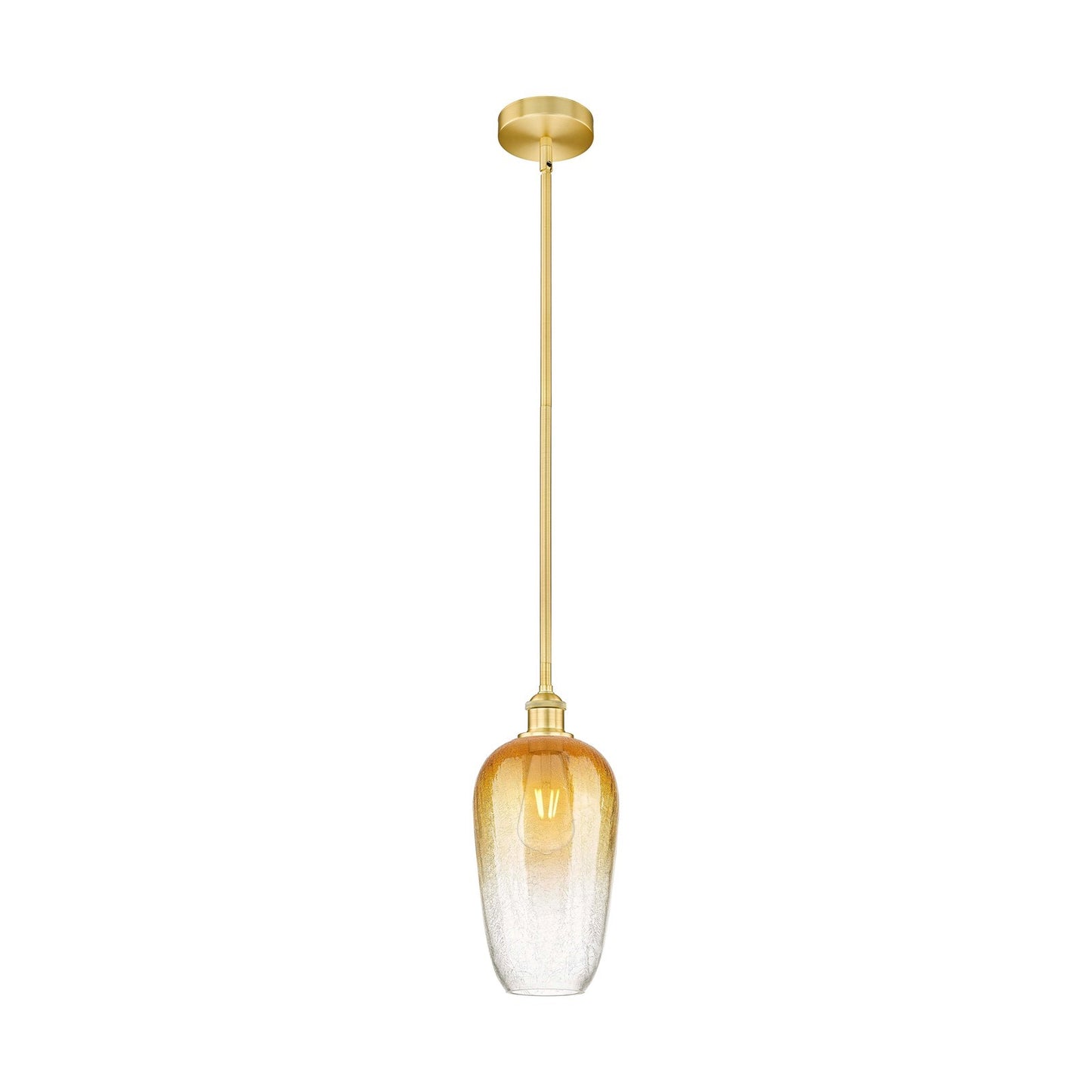 Innovations Brookhaven Flute 7in 1-Light Mini Pendant | Industrial Satin Gold Steel and Amber Glass | Kitchen Island | 7 x 7 x | Model 616-1S-SG-G484-7AM