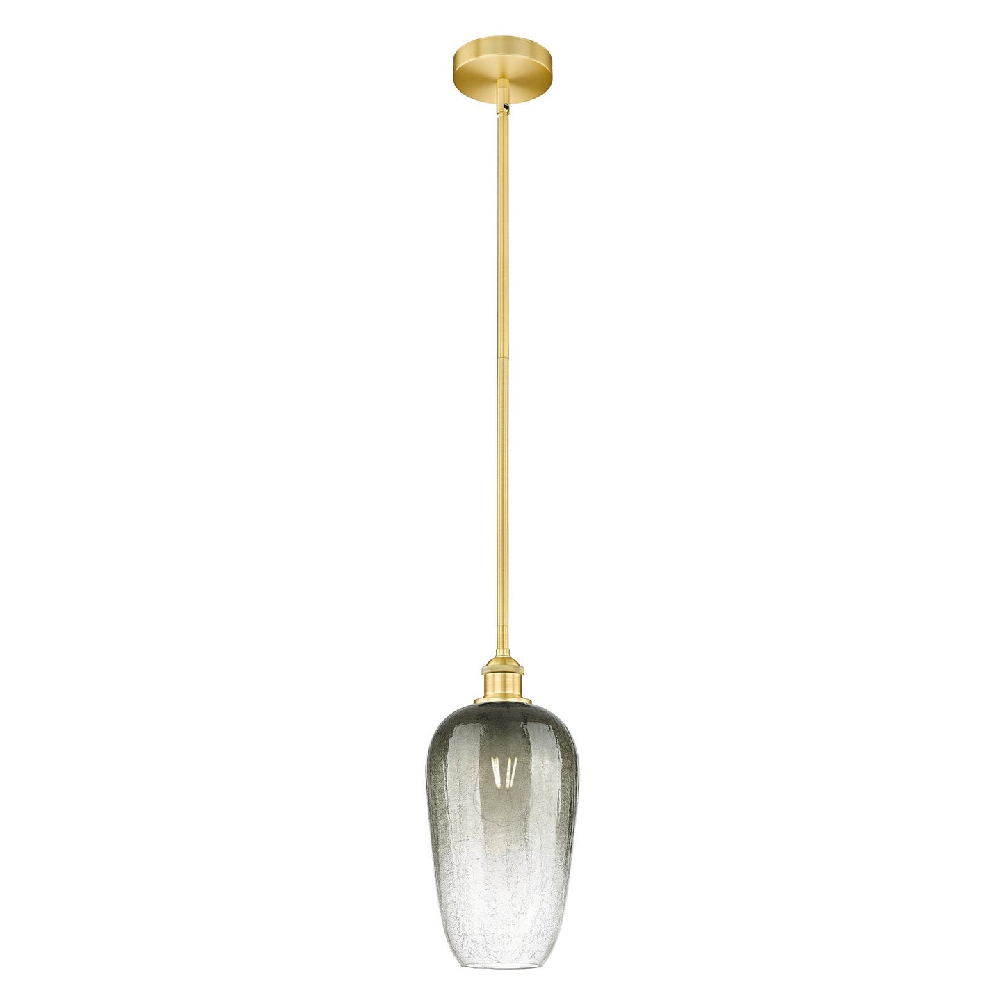 Innovations Brookhaven Flute 7in 1-Light Mini Pendant | Industrial Satin Gold Steel and Matte Black Glass | Kitchen Island & | Model 616-1S-SG-G484-7SL