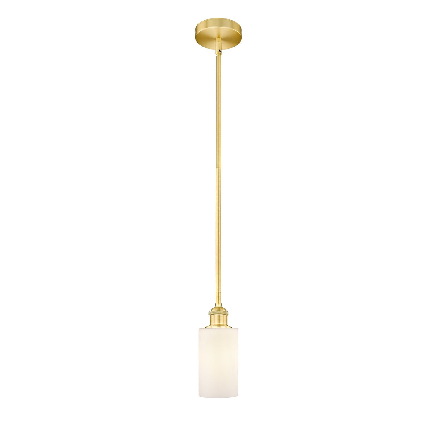 Innovations Clymer 1-Light Mini Pendant | Satin Gold Steel and Matte White Glass | Kitchen Island & Dining Room | 3.88 x 3.88 x | Model 616-1S-SG-G801