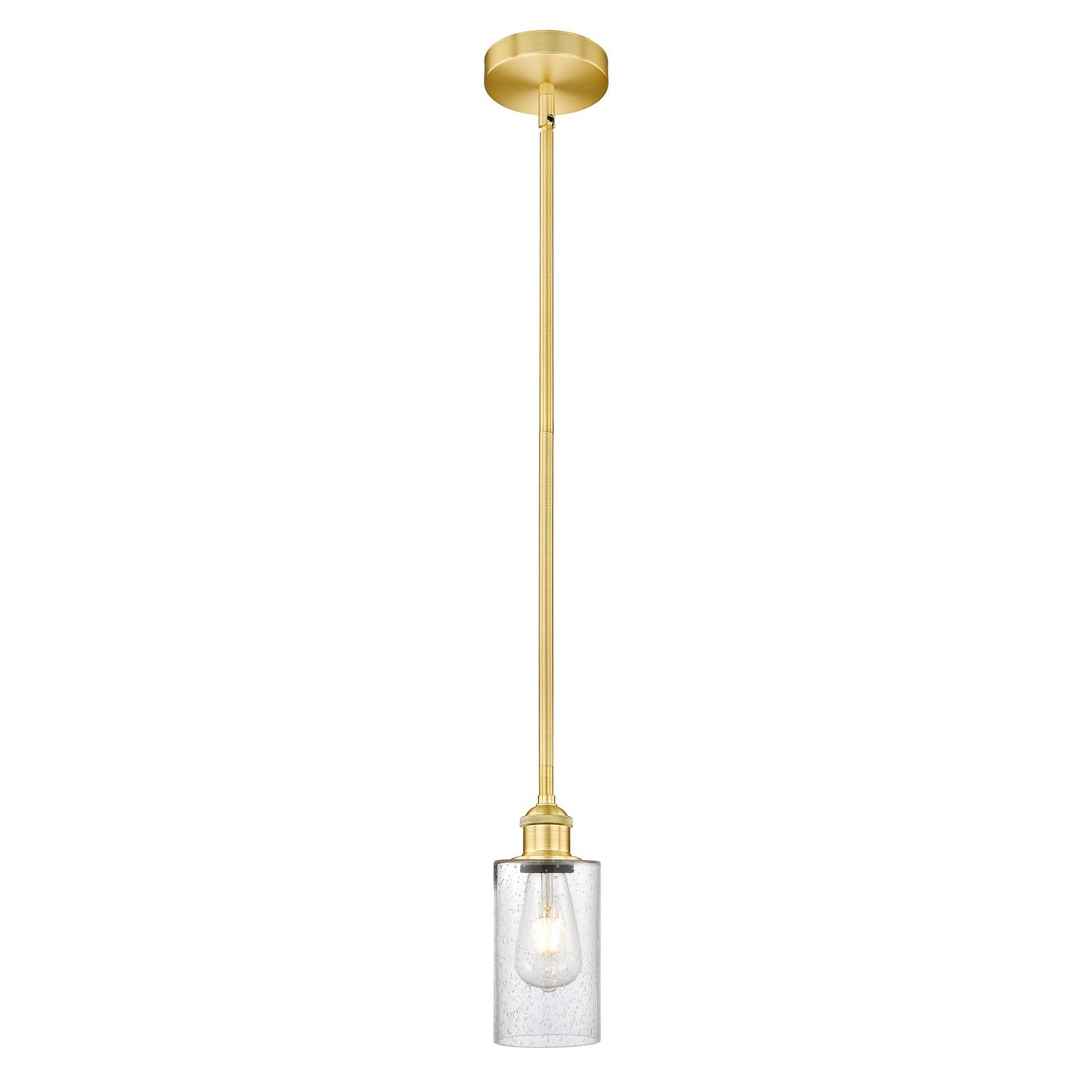 Innovations Clymer 4in 1-Light Mini Pendant | Transitional Satin Gold Steel and Seedy Glass | Kitchen Island & Breakfast Nook | Model 616-1S-SG-G804