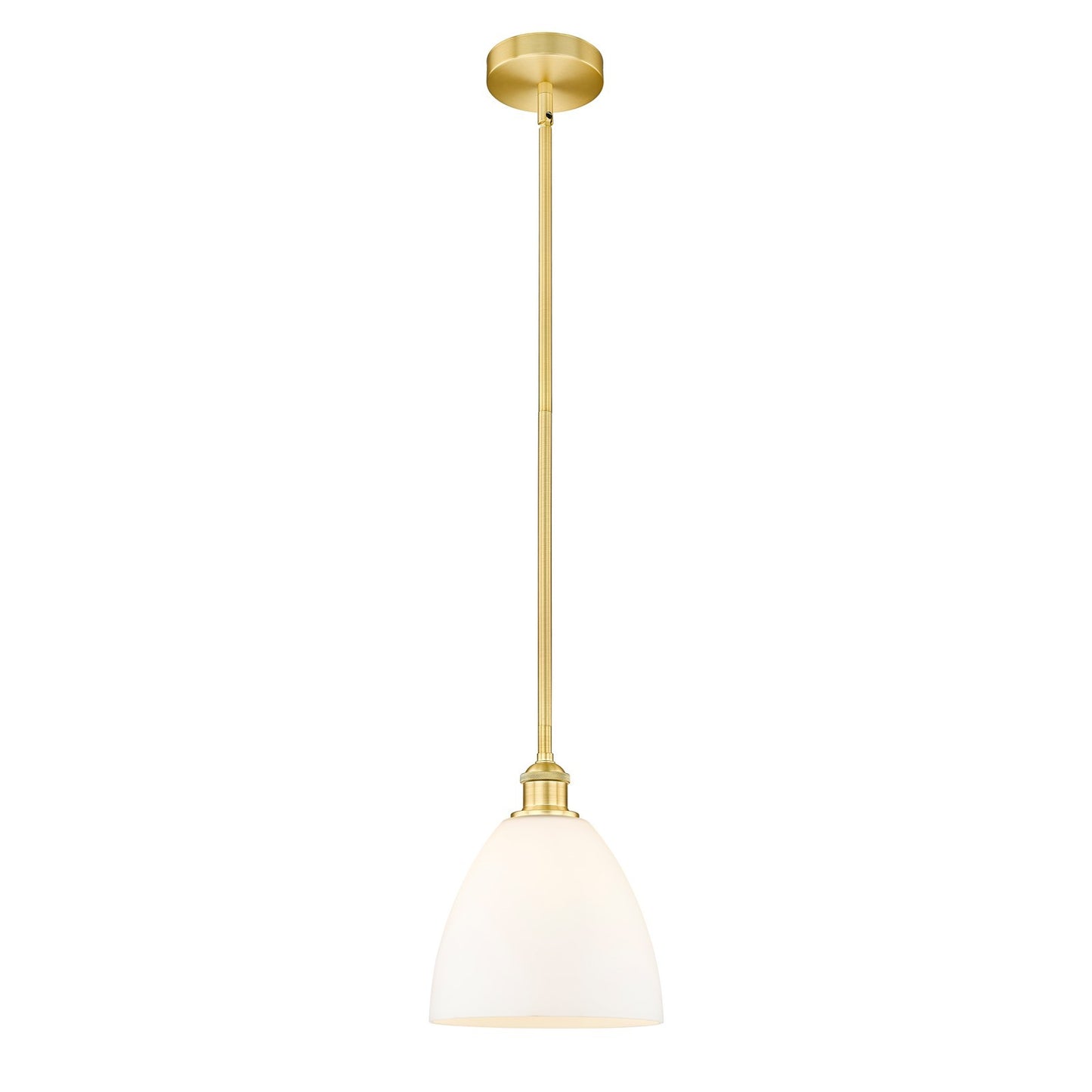 Innovations Bristol 9in 1-Light Mini Pendant | Industrial Satin Gold Steel and Matte White Glass | Kitchen Island & Dining Room | Model 616-1S-SG-GBD-91